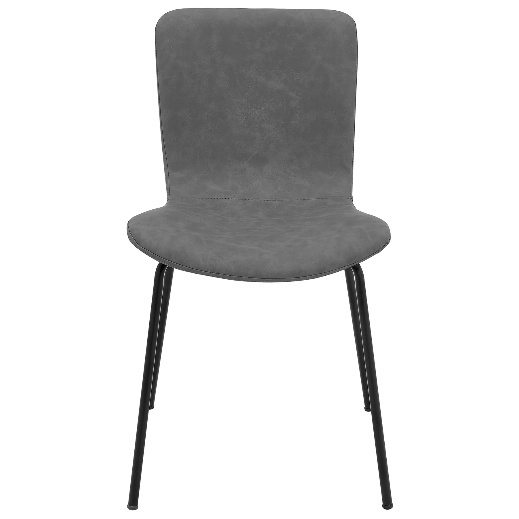 Gillian Modern Dark Gray Faux Leather and Metal Dining Room Chairs - Set of 2 - Image 3