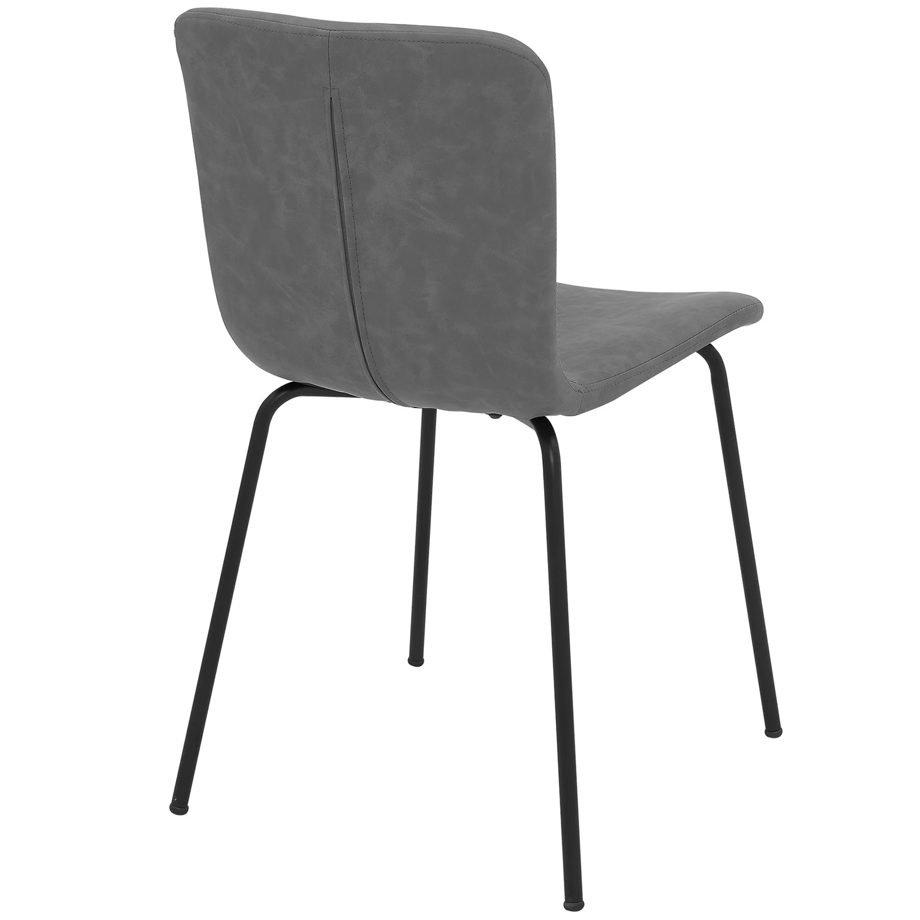 Gillian Modern Dark Gray Faux Leather and Metal Dining Room Chairs - Set of 2 - Image 4
