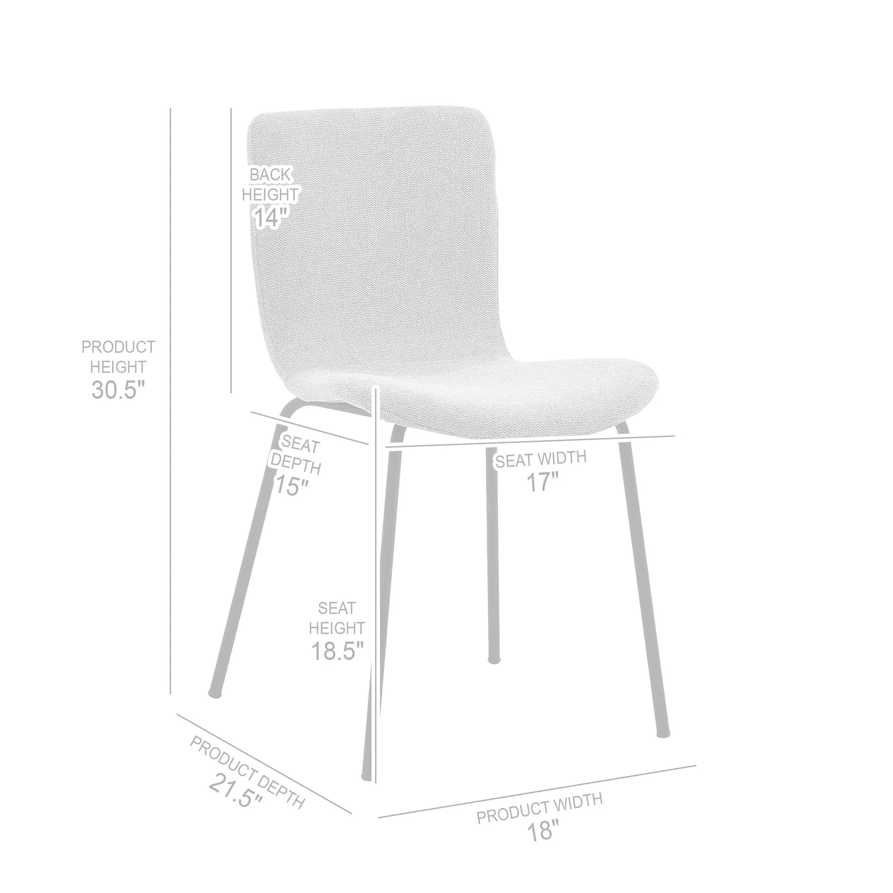 Gillian Modern Light Gray Fabric and Metal Dining Room Chairs - Set of 2 - Image 8