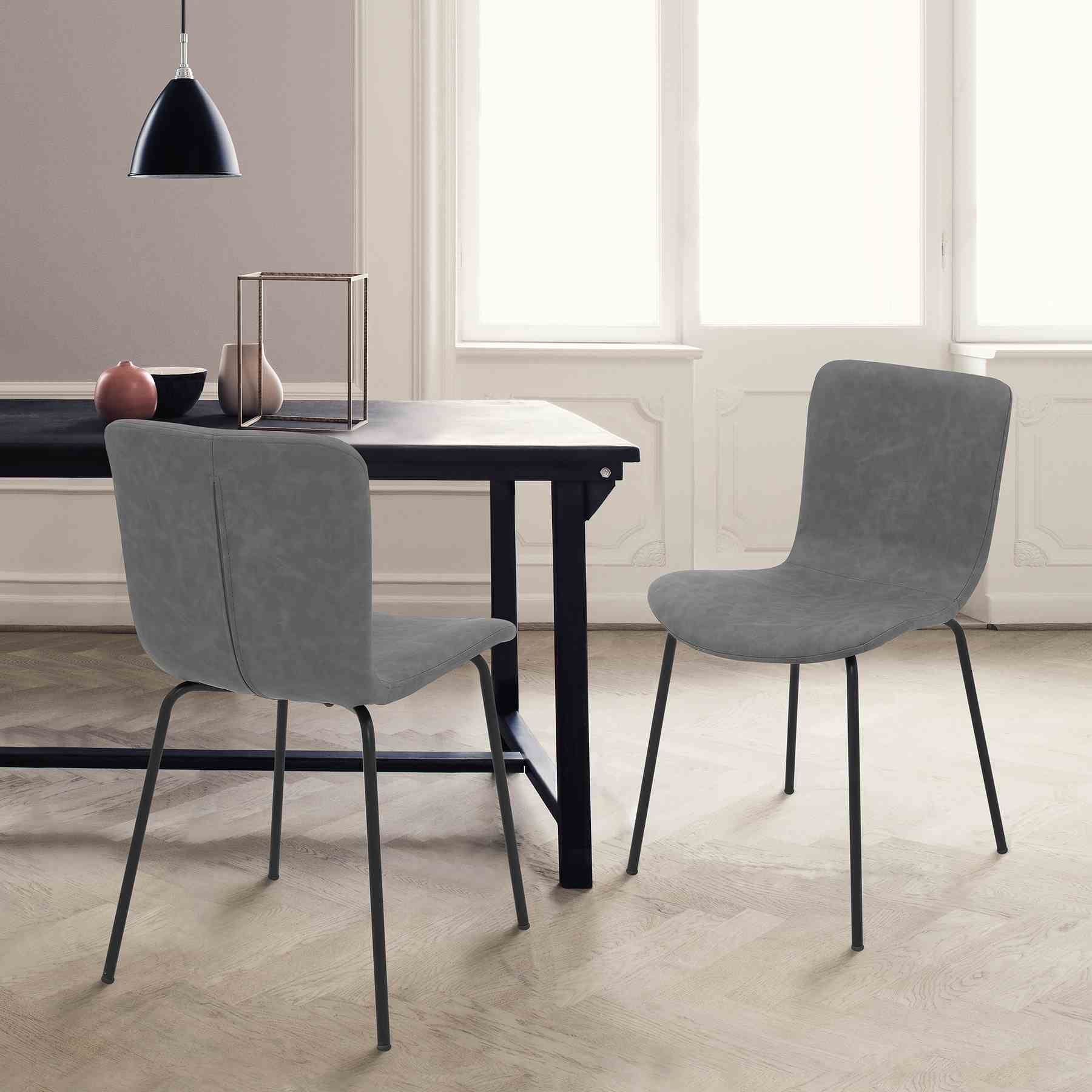 Gillian Modern Light Gray Fabric and Metal Dining Room Chairs - Set of 2 - Image 9