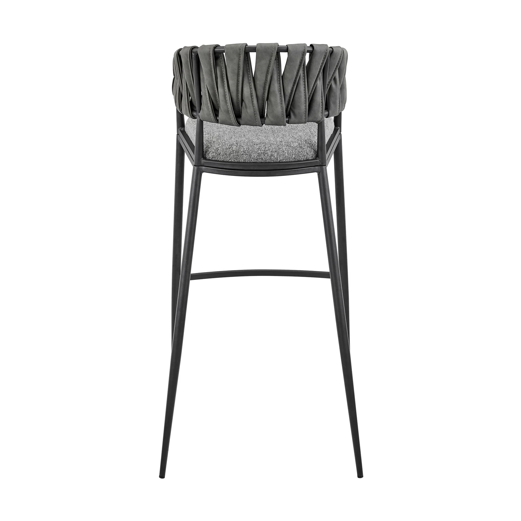 Giovanni 26" Counter Stool in Black Metal with Gray Fabric and Faux Leather - Image 5