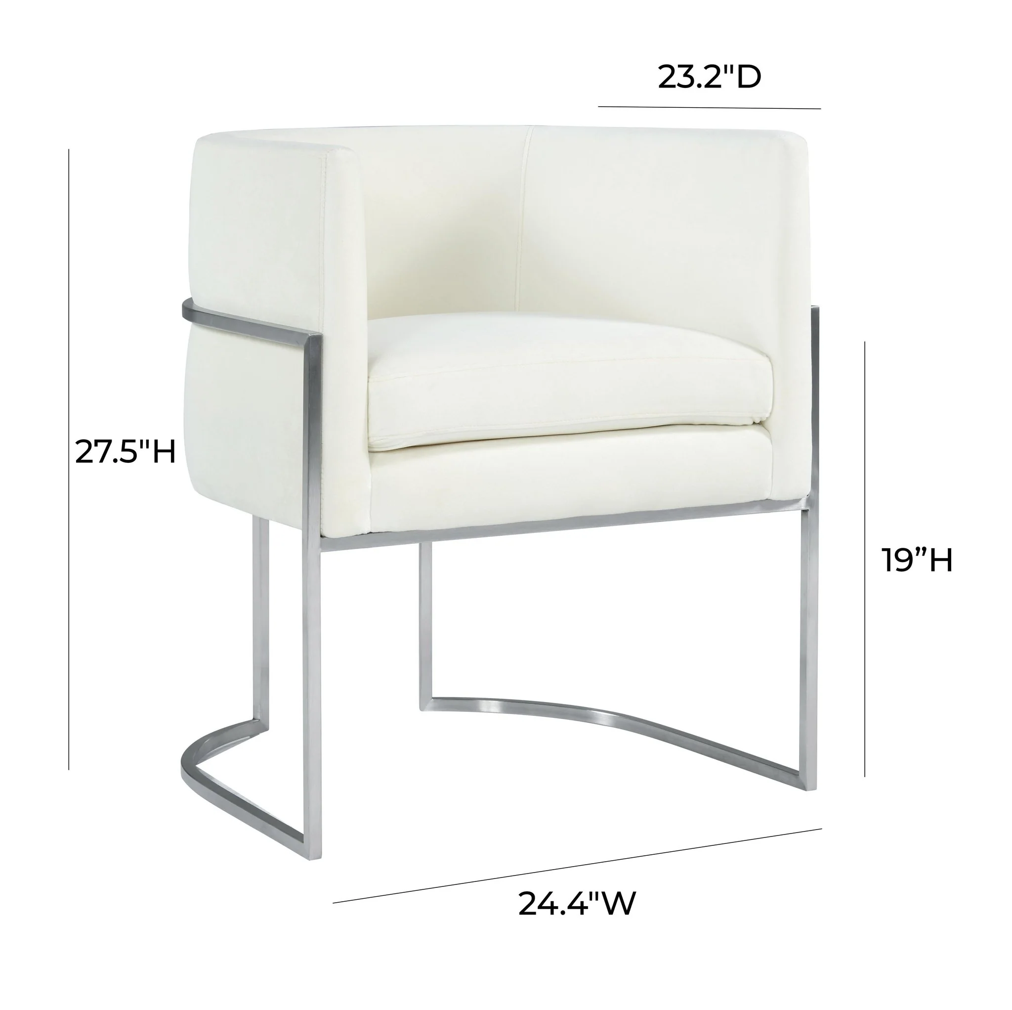 Giselle Cream Velvet Dining Chair Silver Leg - Image 6