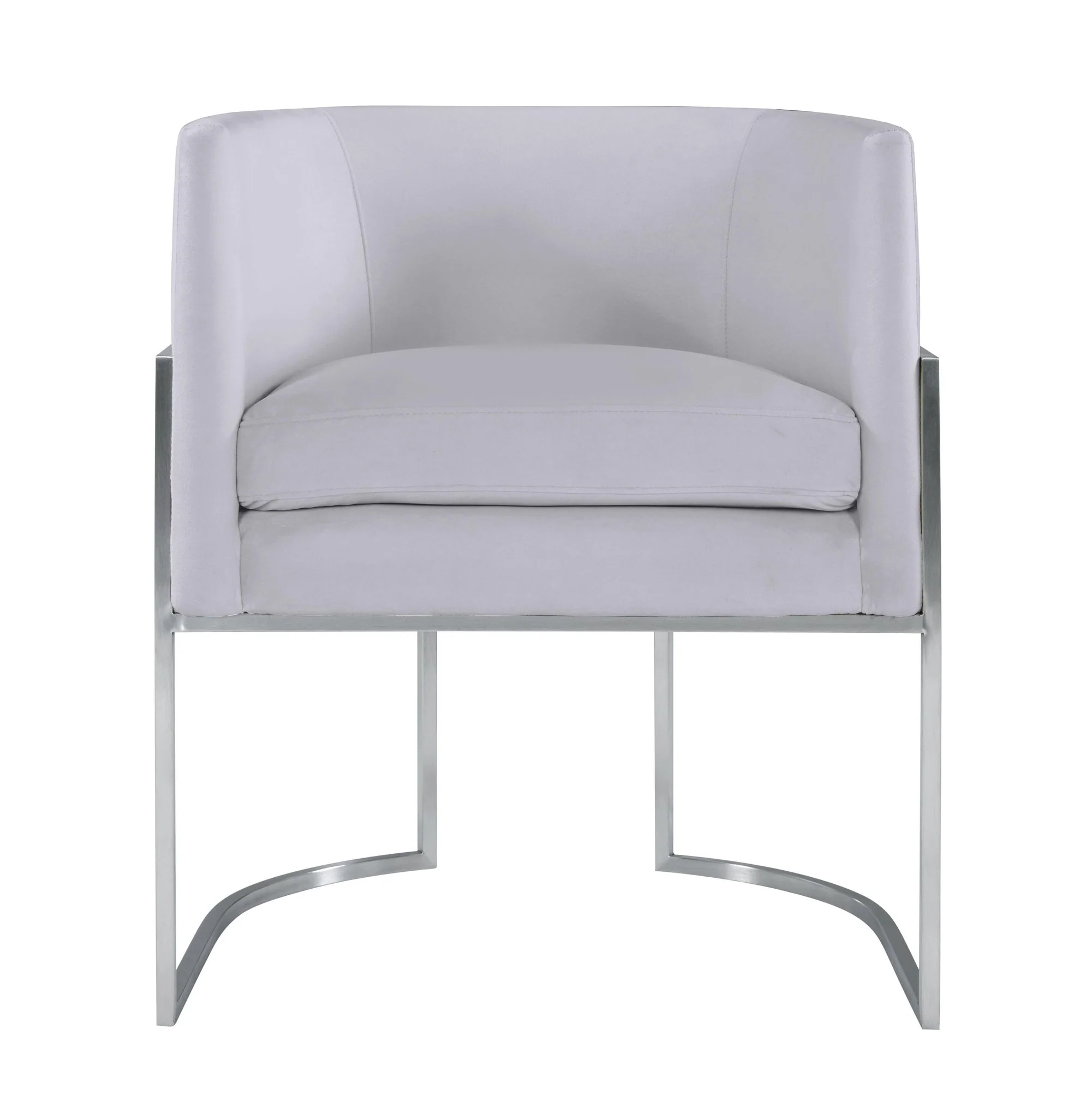 Giselle Grey Velvet Dining Chair with Silver Leg - Image 3