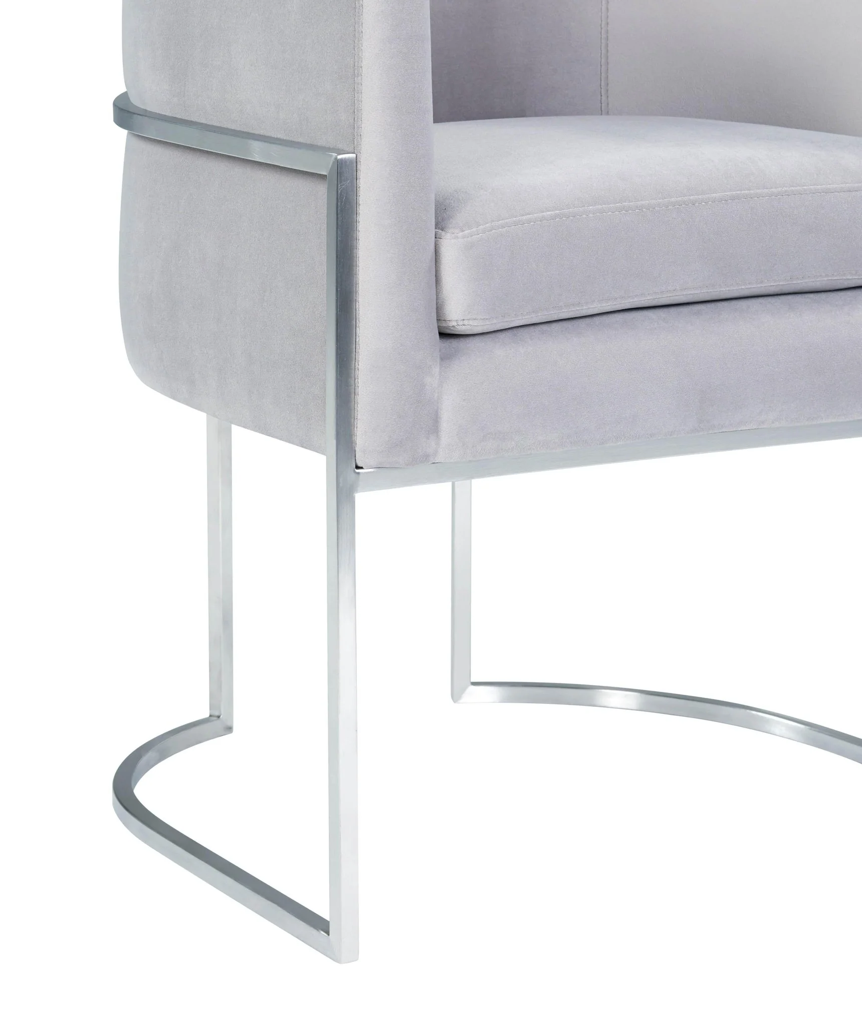Giselle Grey Velvet Dining Chair with Silver Leg - Image 5