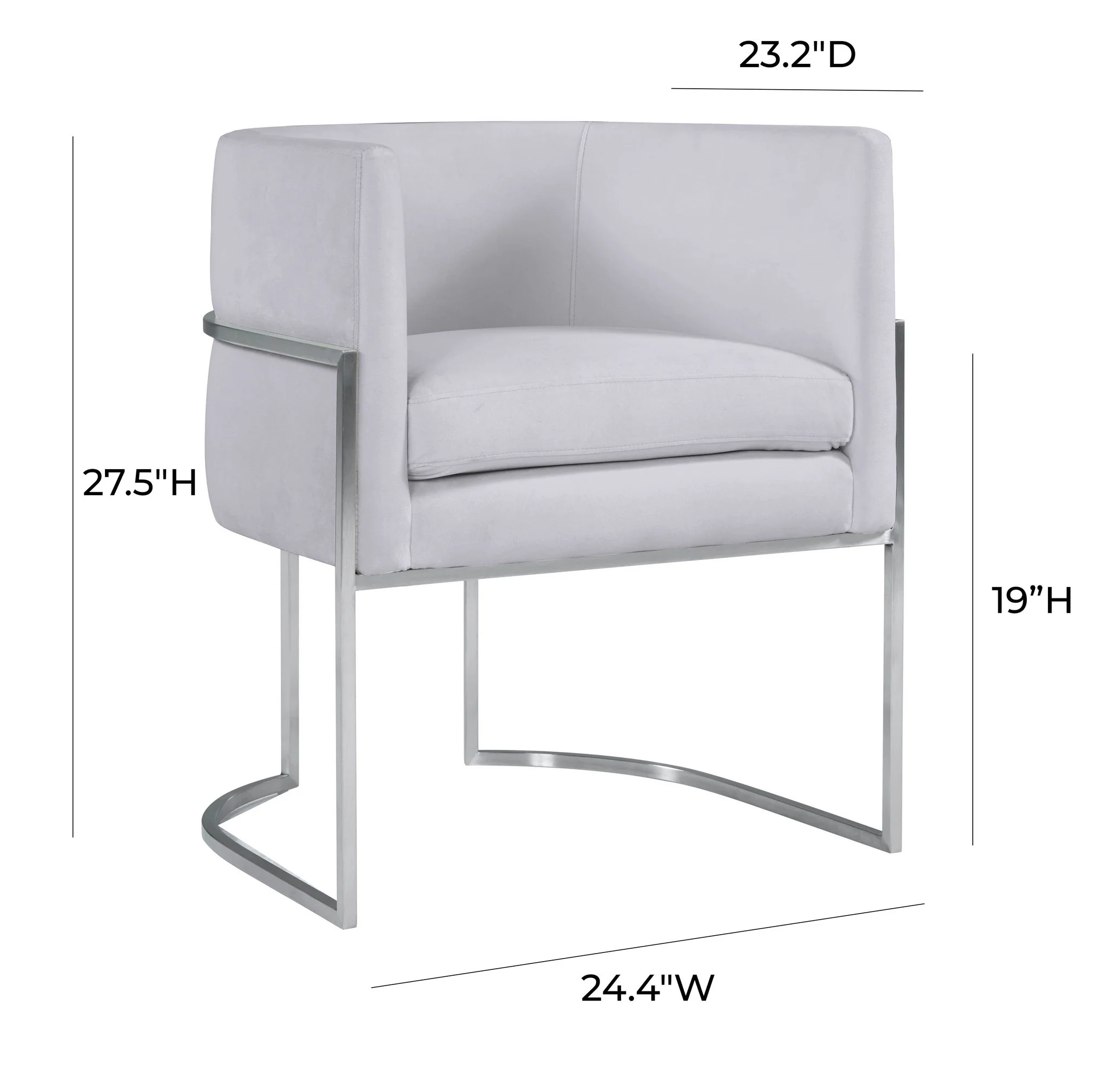 Giselle Grey Velvet Dining Chair with Silver Leg - Image 6
