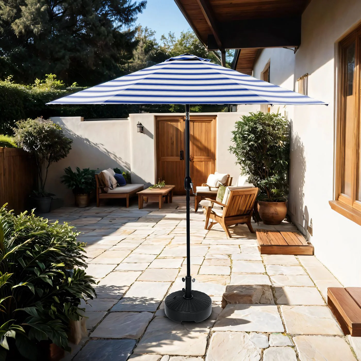 Glam Cantilever Umbrella, Blue/White - Image 2