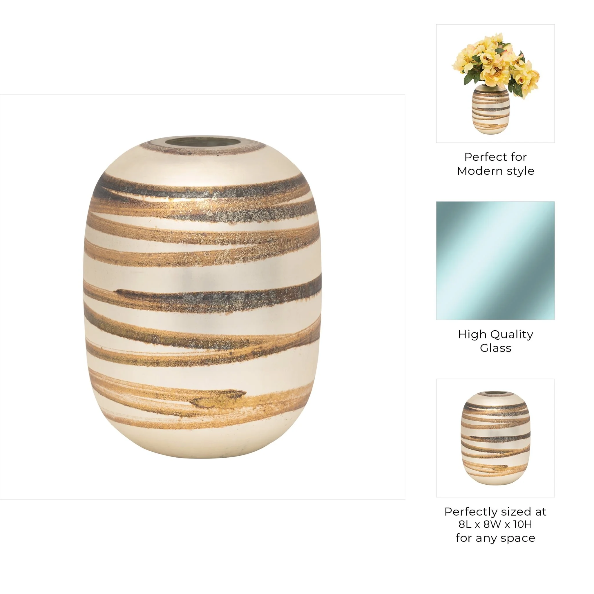 Glass, 10" Antique Ring Vase, Gold - Image 9