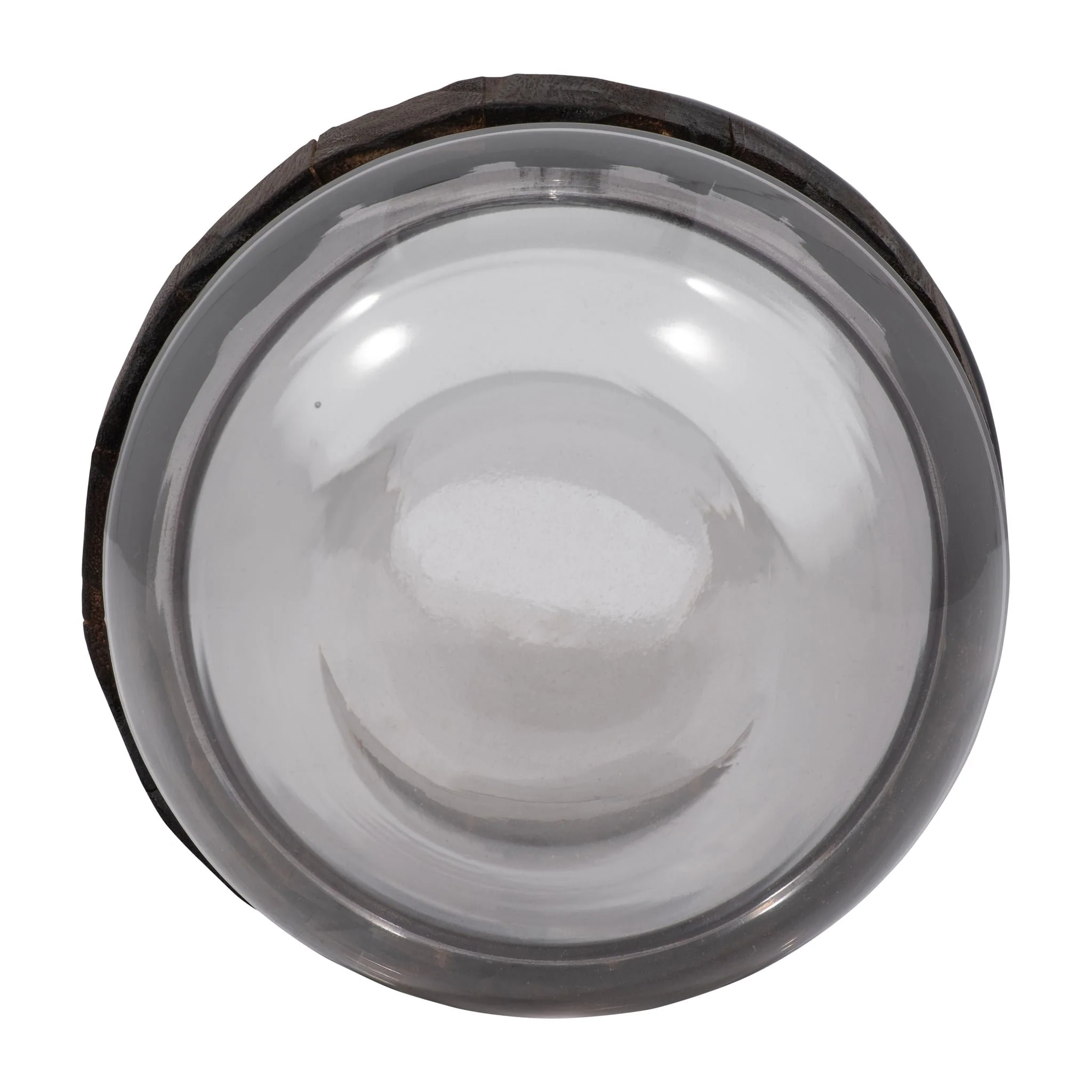 Glass, 10" Belly Vase W/ Wood Band, Clear - Image 6