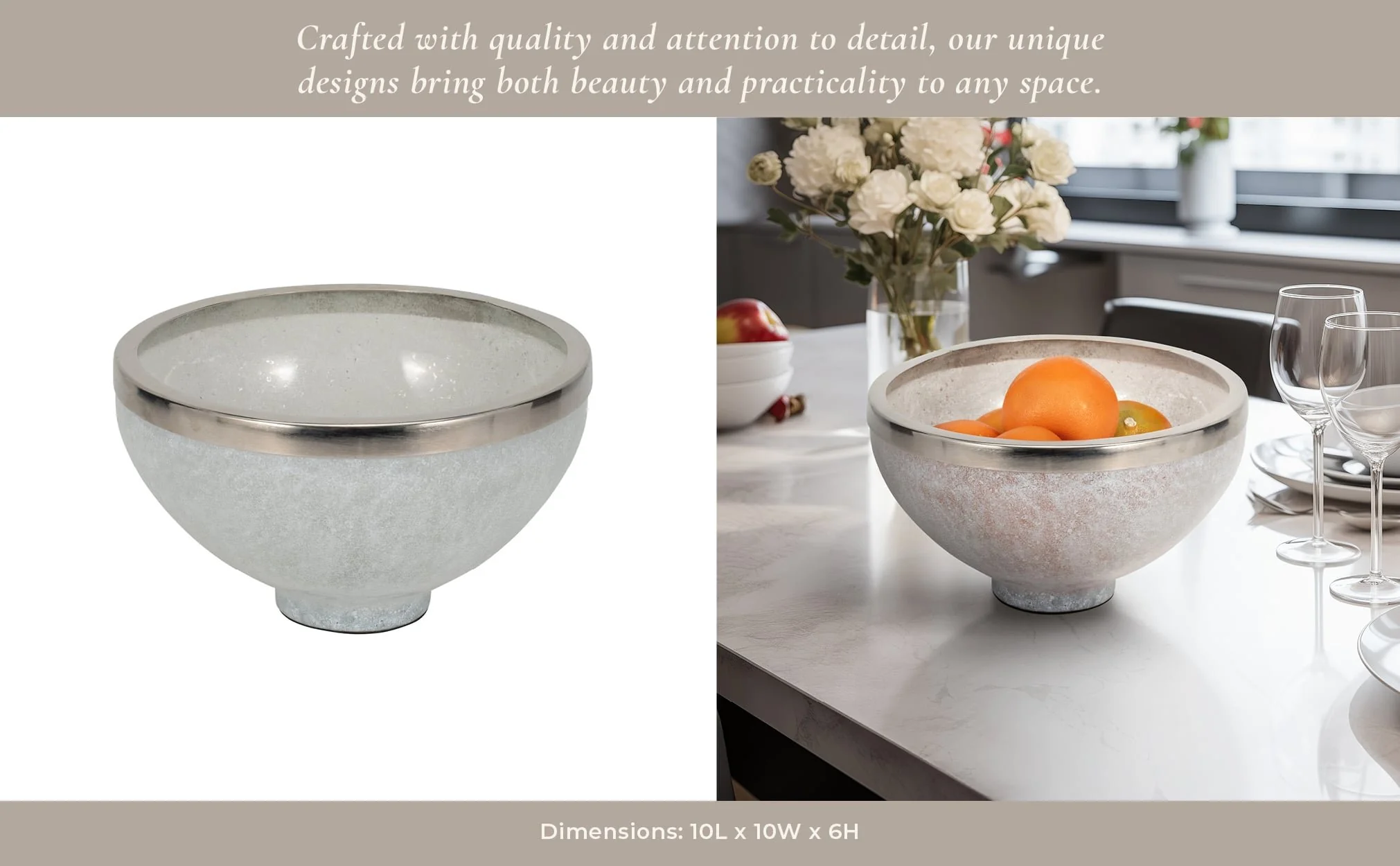 Glass,10",bowl W/ring Deco,white - Image 11