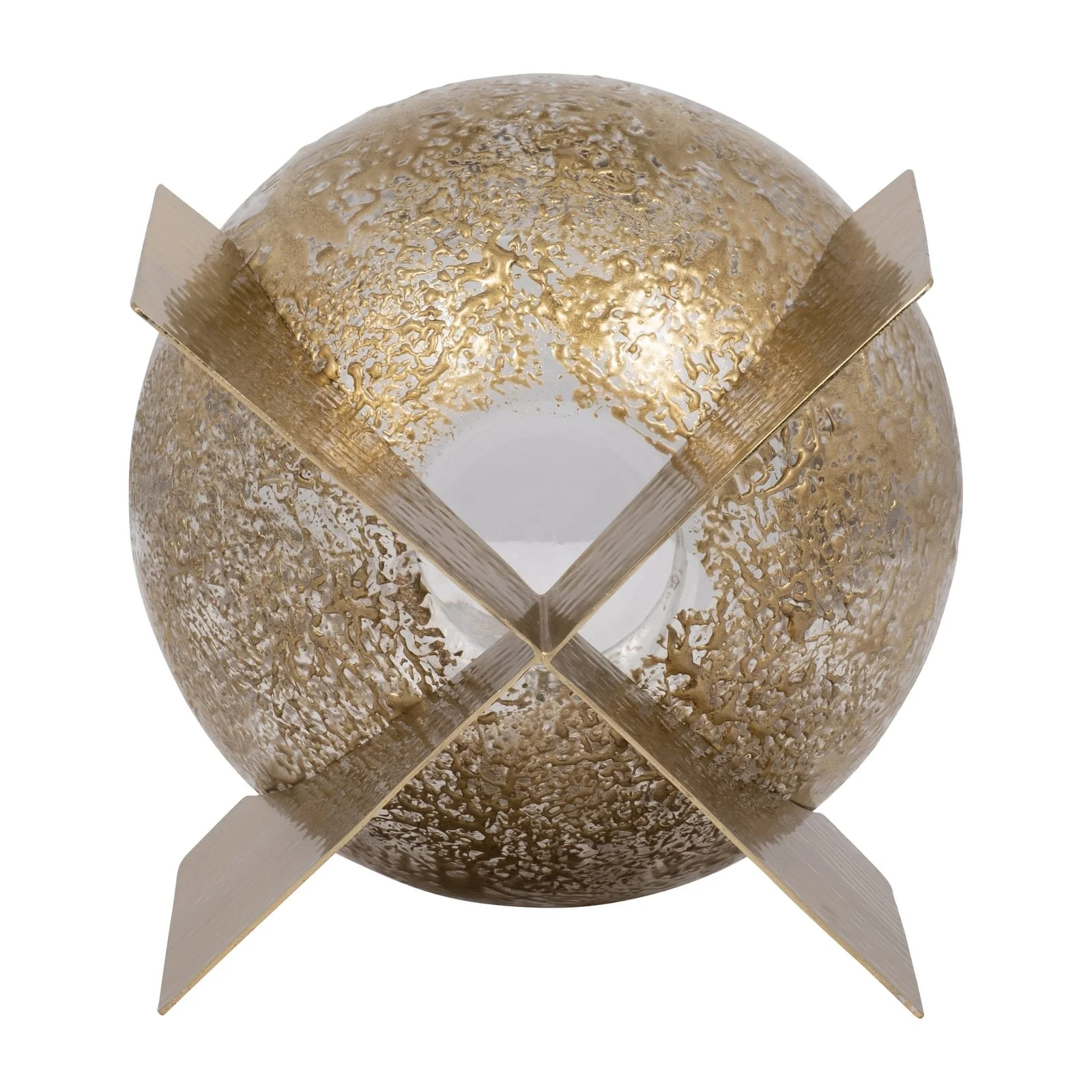 Glass, 10" Hurricane Orb, Clear/gold - Image 6