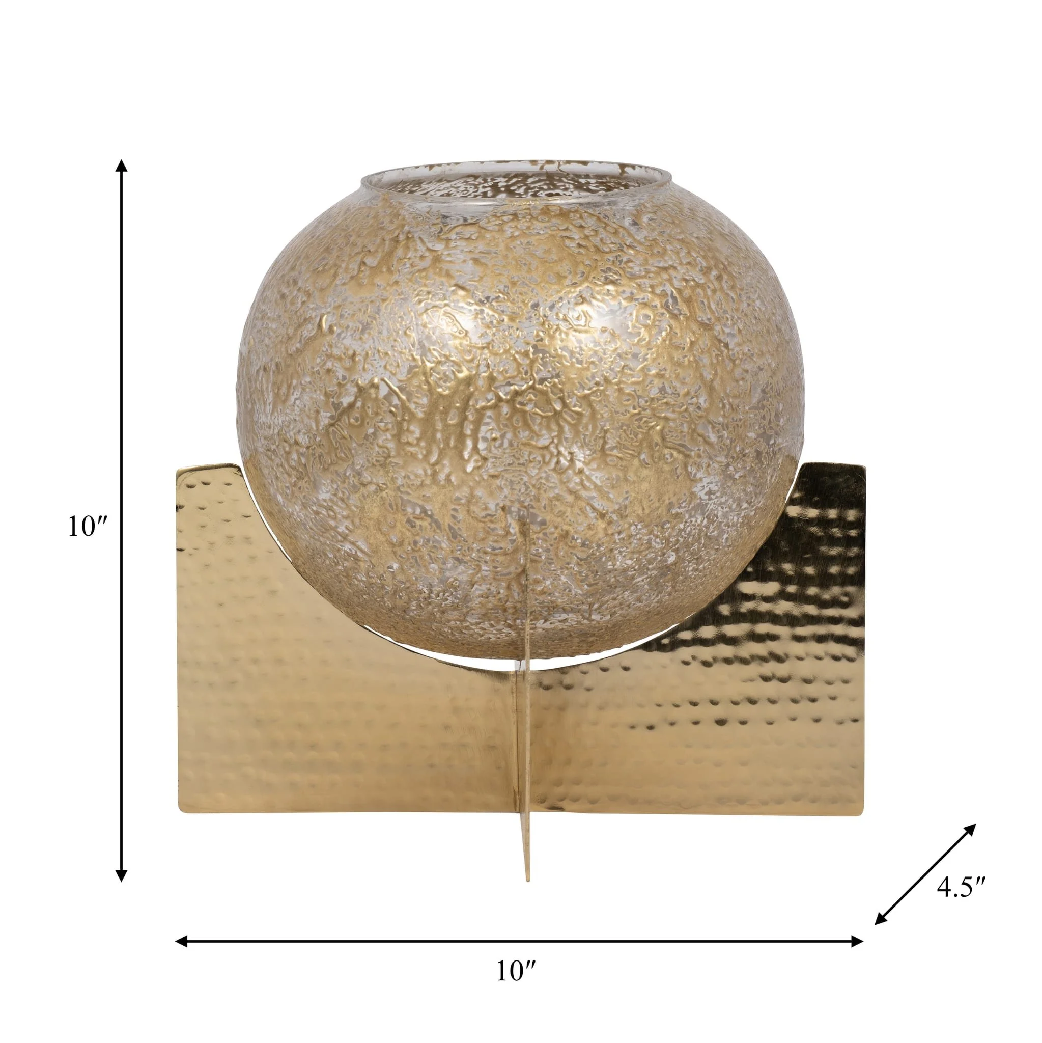 Glass, 10" Hurricane Orb, Clear/gold - Image 8