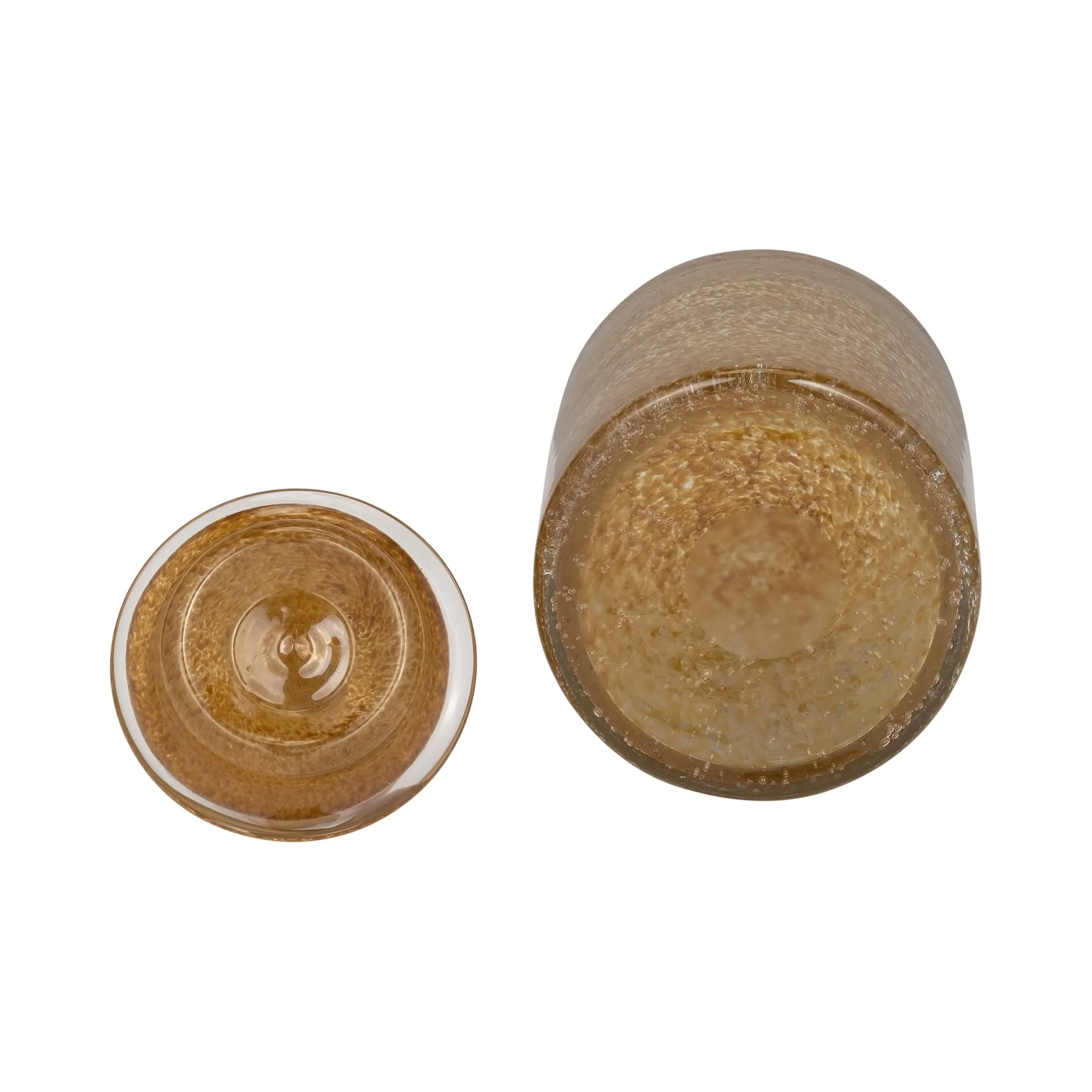 Glass, 10" Jar W/ Knot Lid Amber Bubble - Image 5