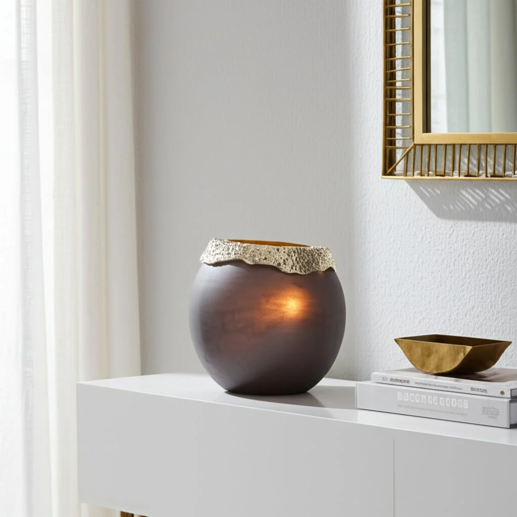 Glass,10",oval Hurricane,charred Coal/gold - Image 12