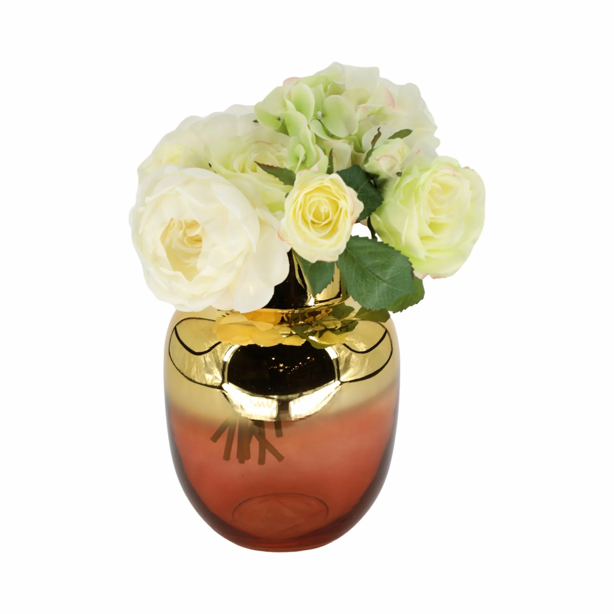 Glass 10"h Metallic Vase, Pink/gold - Image 2