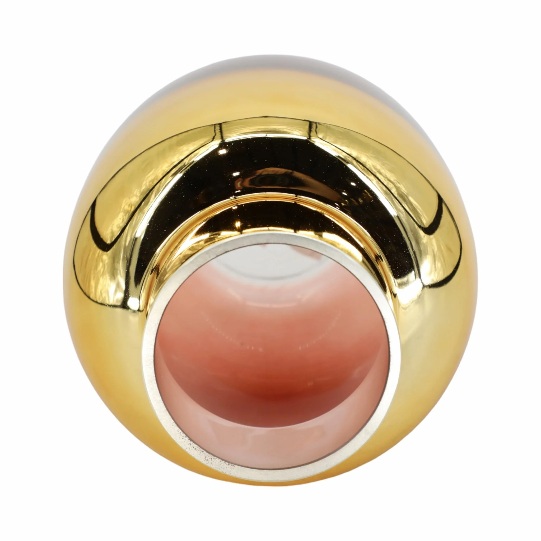 Glass 10"h Metallic Vase, Pink/gold - Image 4