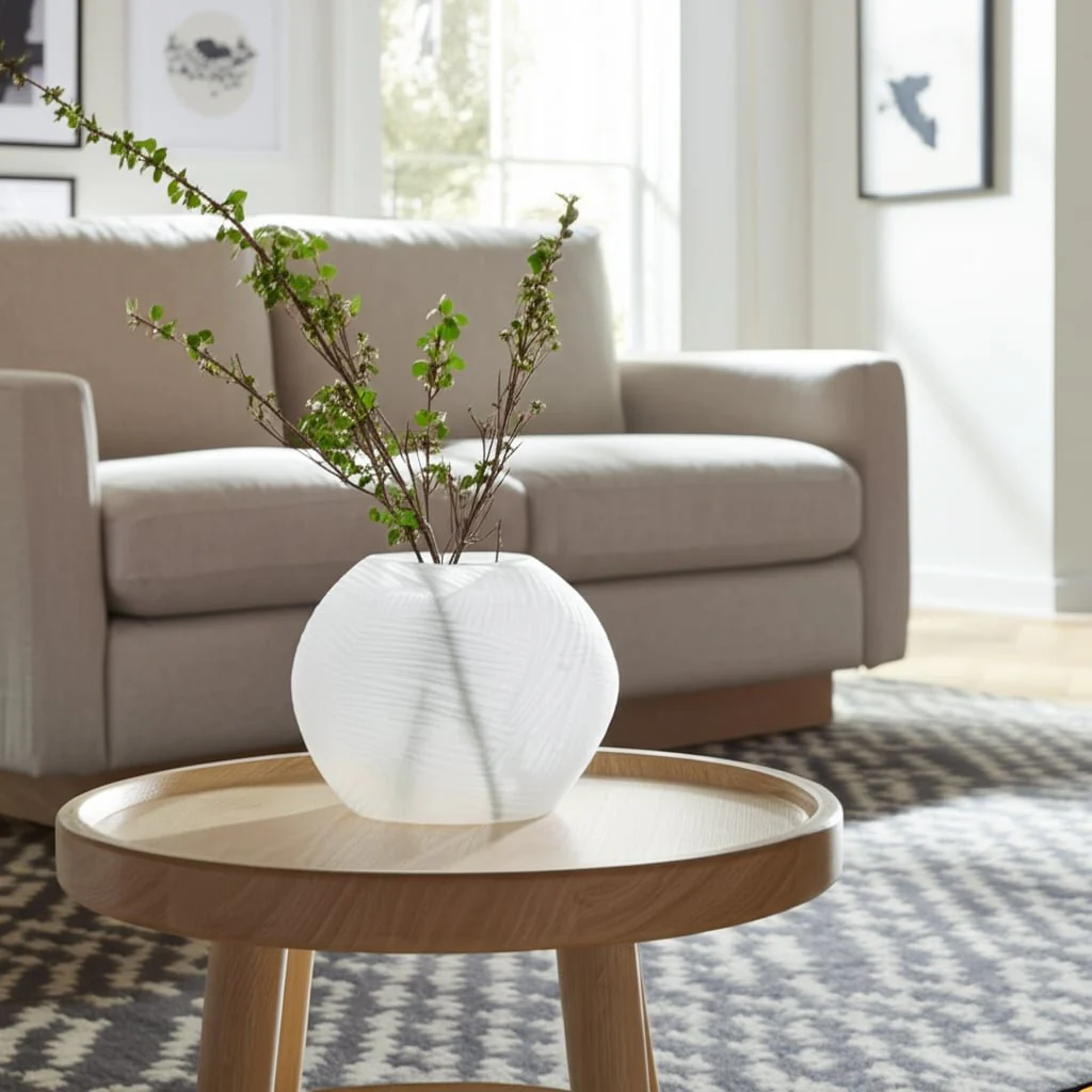 Glass 10"h Textured Vase, Frosted White - Image 13