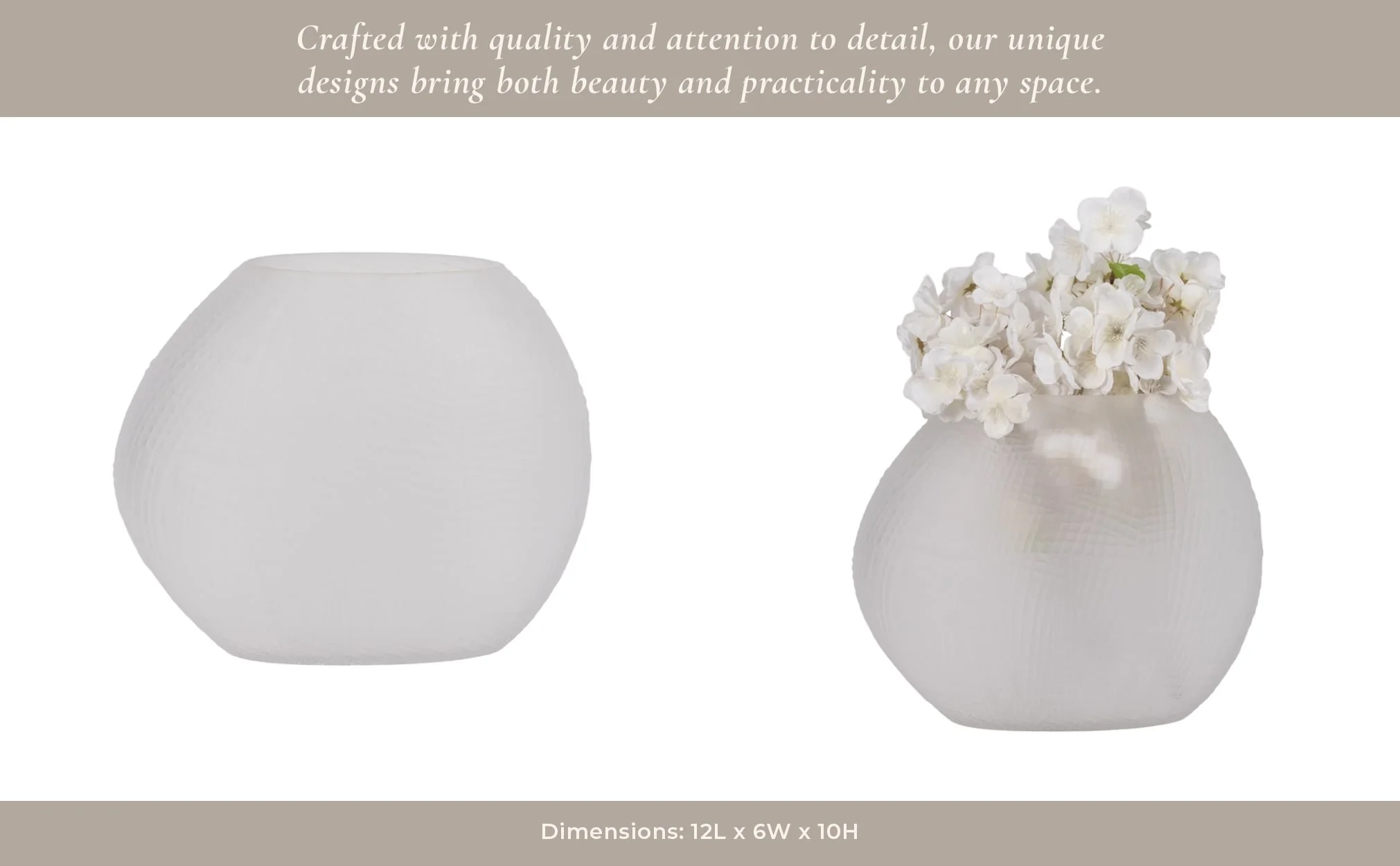 Glass 10"h Textured Vase, Frosted White - Image 15