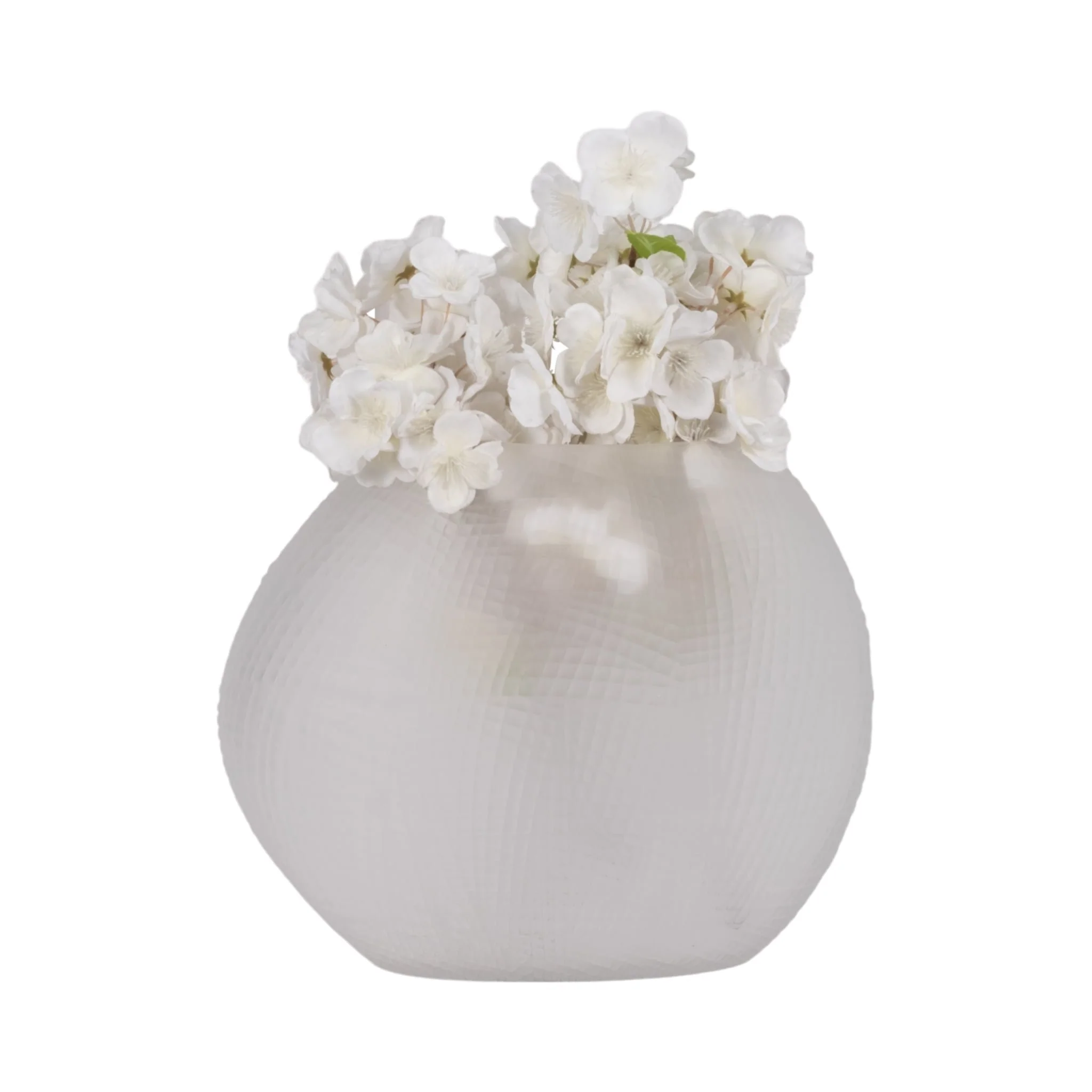 Glass 10"h Textured Vase, Frosted White - Image 2