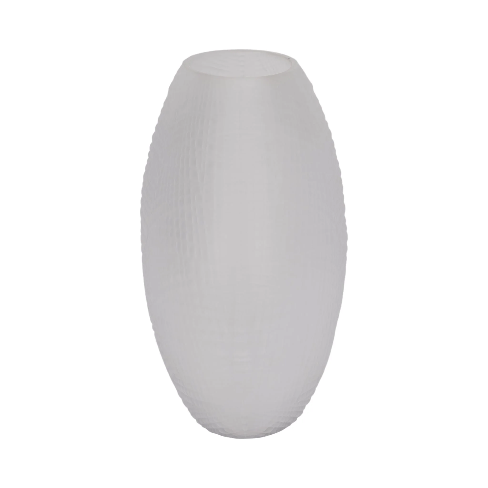 Glass 10"h Textured Vase, Frosted White - Image 4