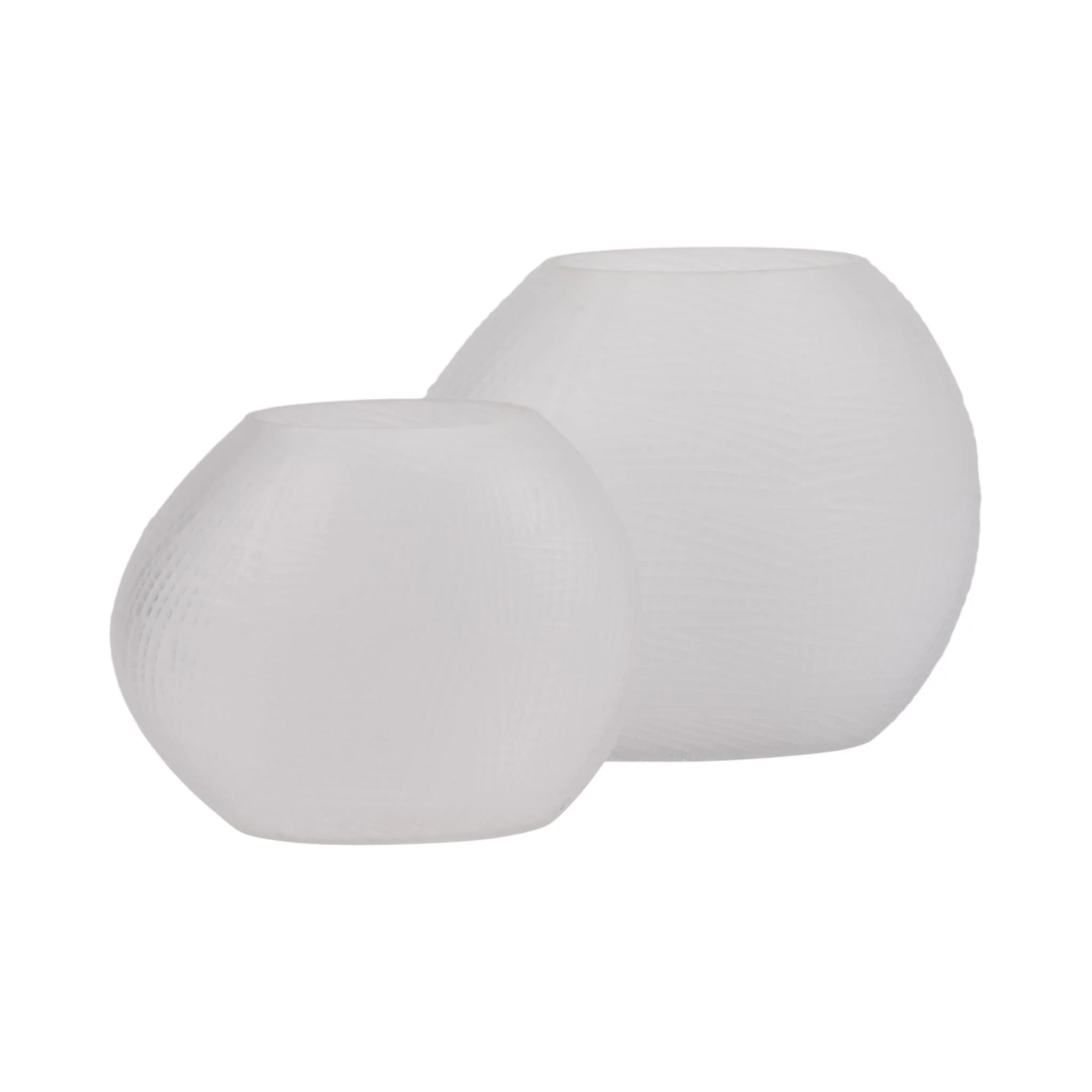 Glass 10"h Textured Vase, Frosted White - Image 8