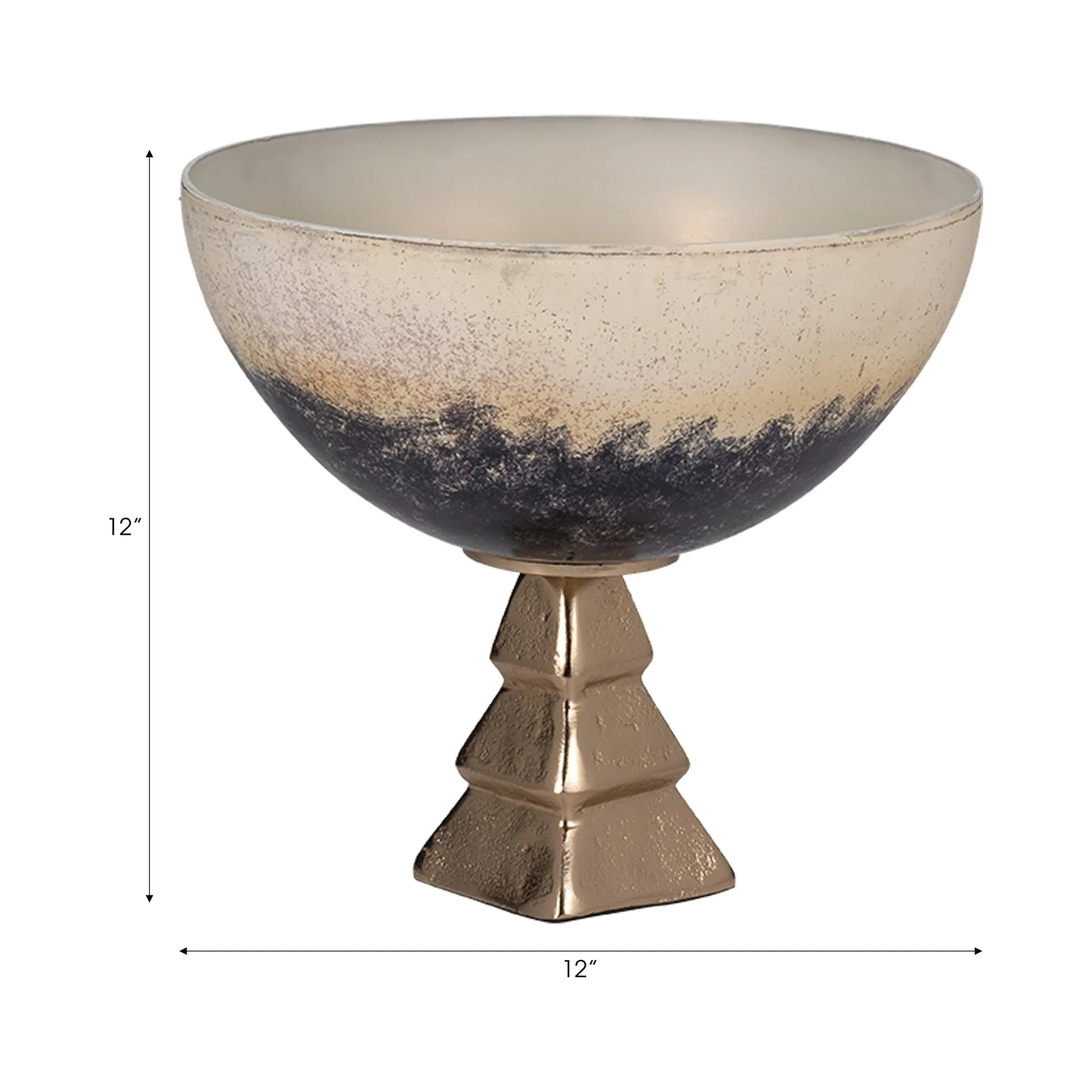 Glass, 11" Bowl W/ Stand, 2-tone White - Image 8