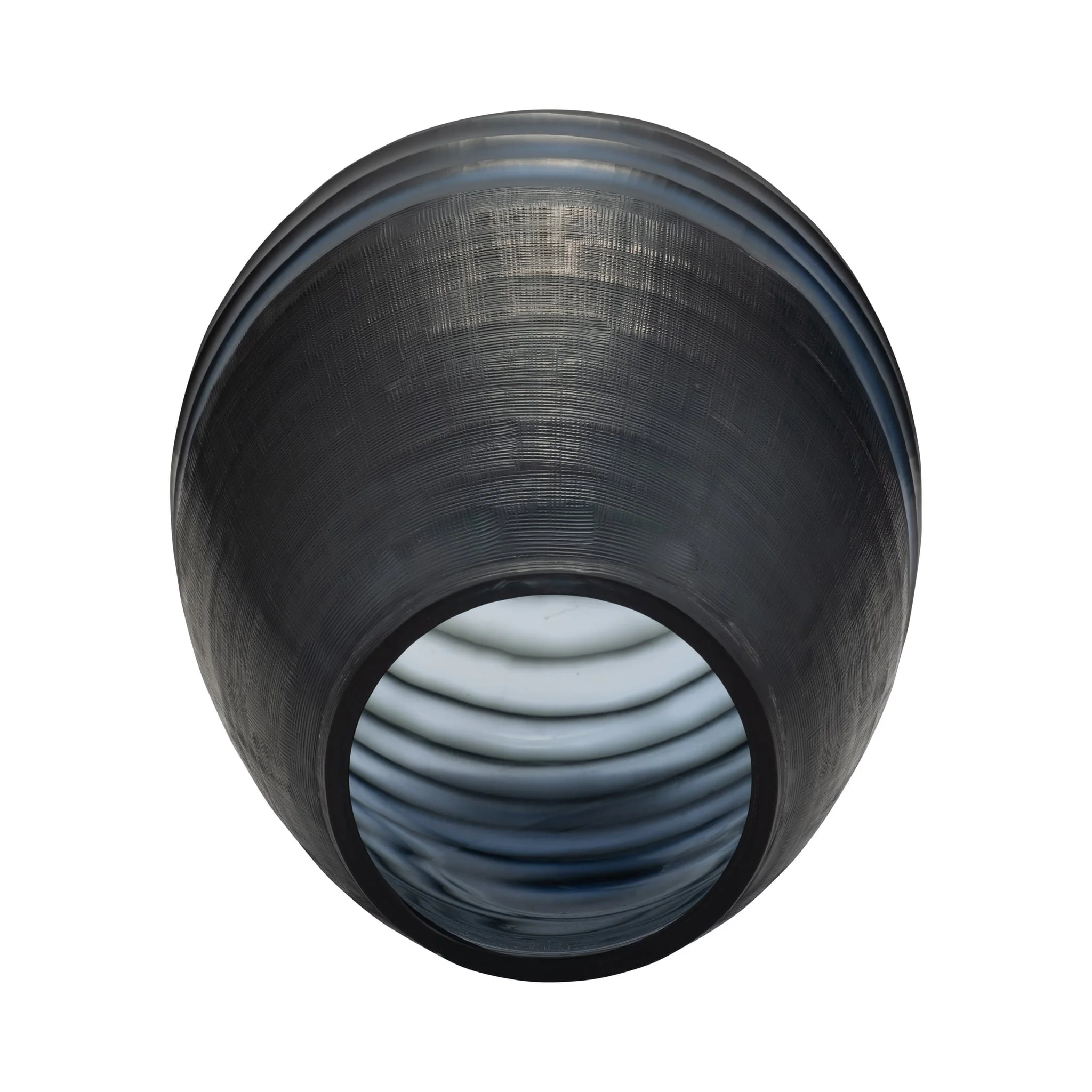 Glass, 11" Etched Vase, Blue - Image 5