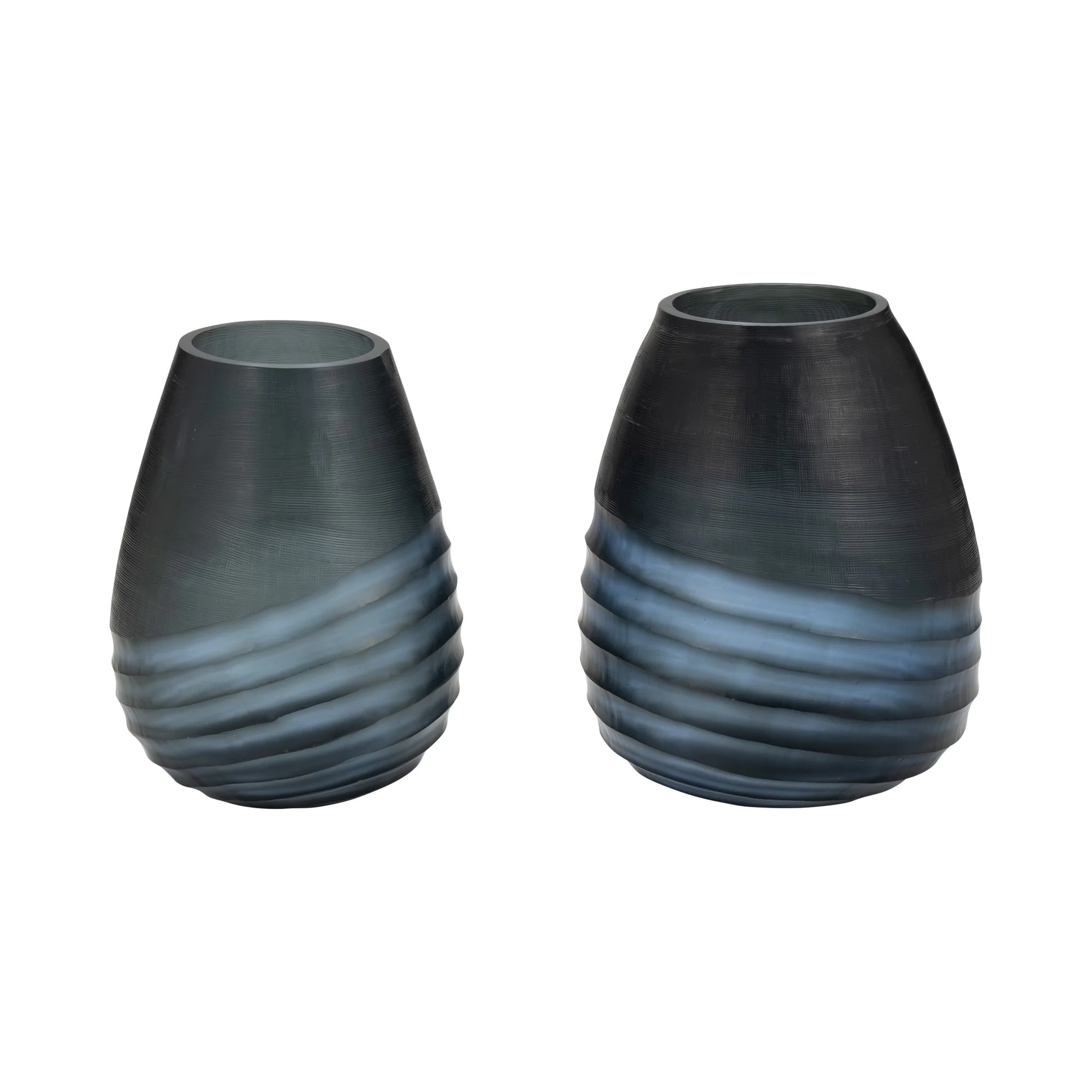 Glass, 11" Etched Vase, Blue - Image 7