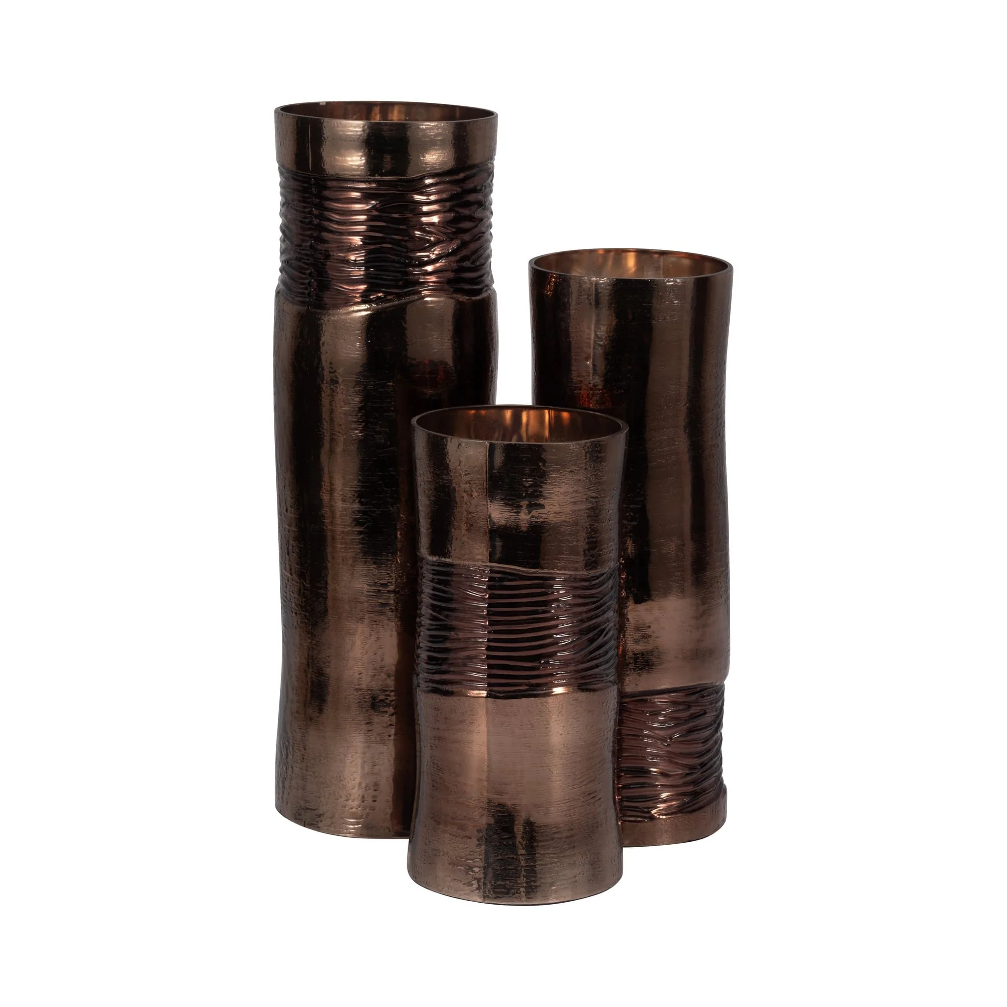 Glass, 11" Textured Enamel Vase, Bronze - Image 7