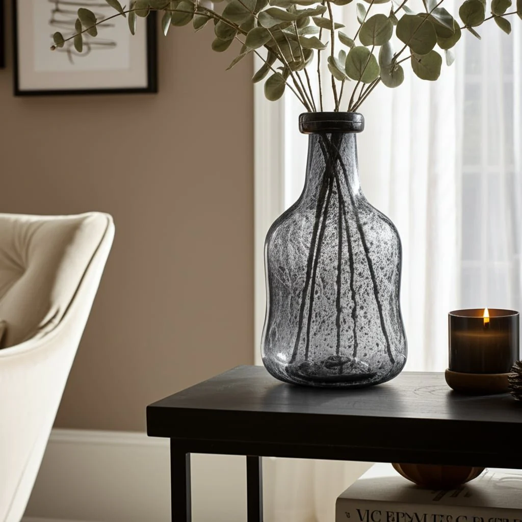 Glass, 11h" Irregular Shape Vase, Smoke - Image 11