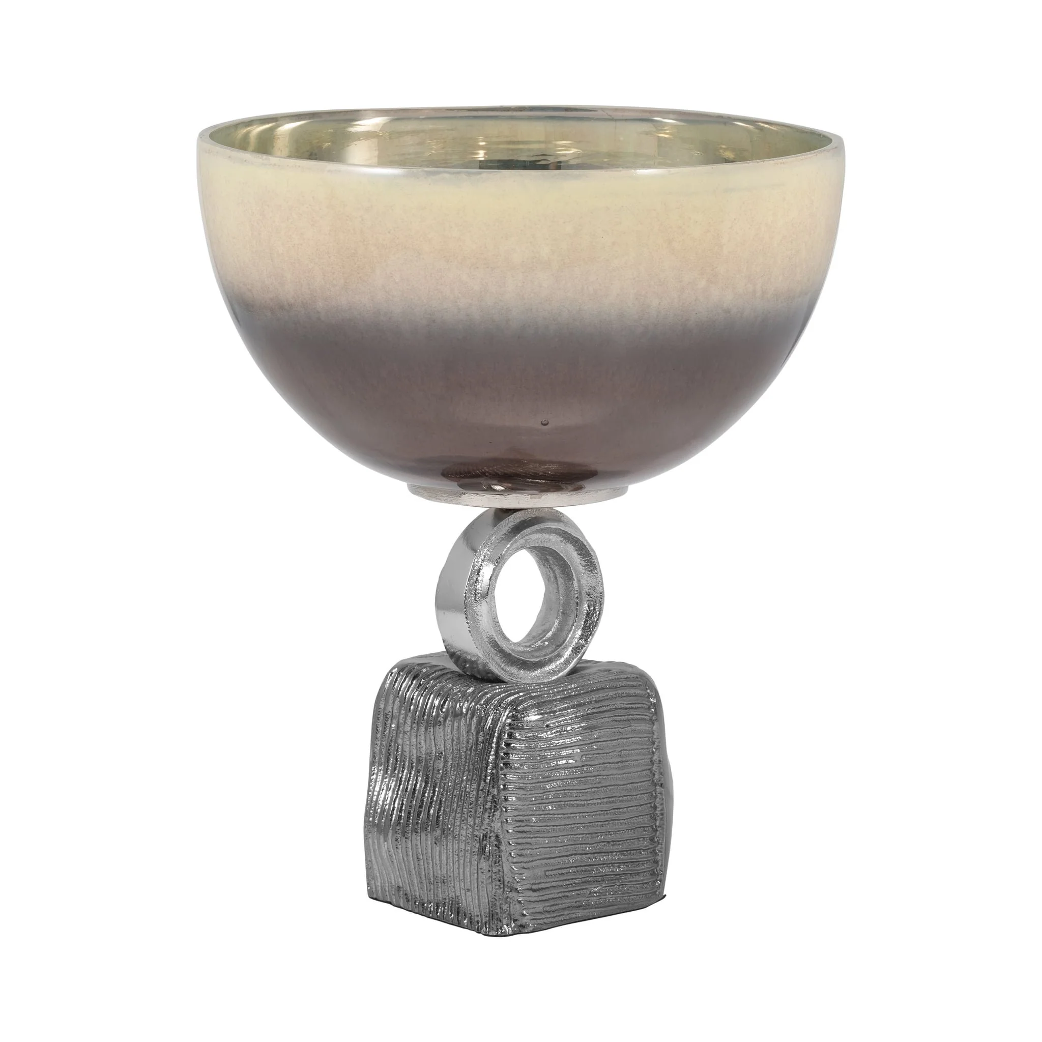 Glass, 12" Bowl On Metal Base, Multi Kd - Image 2