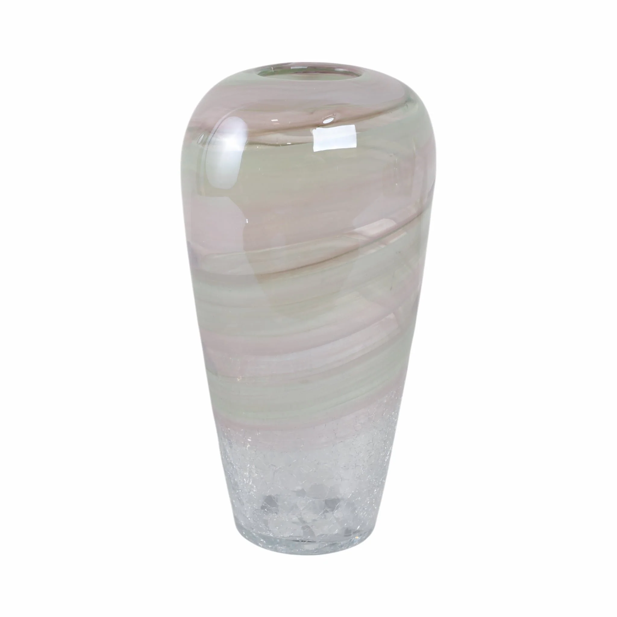 Glass, 12" Crackled Vase, Clear - Image 3