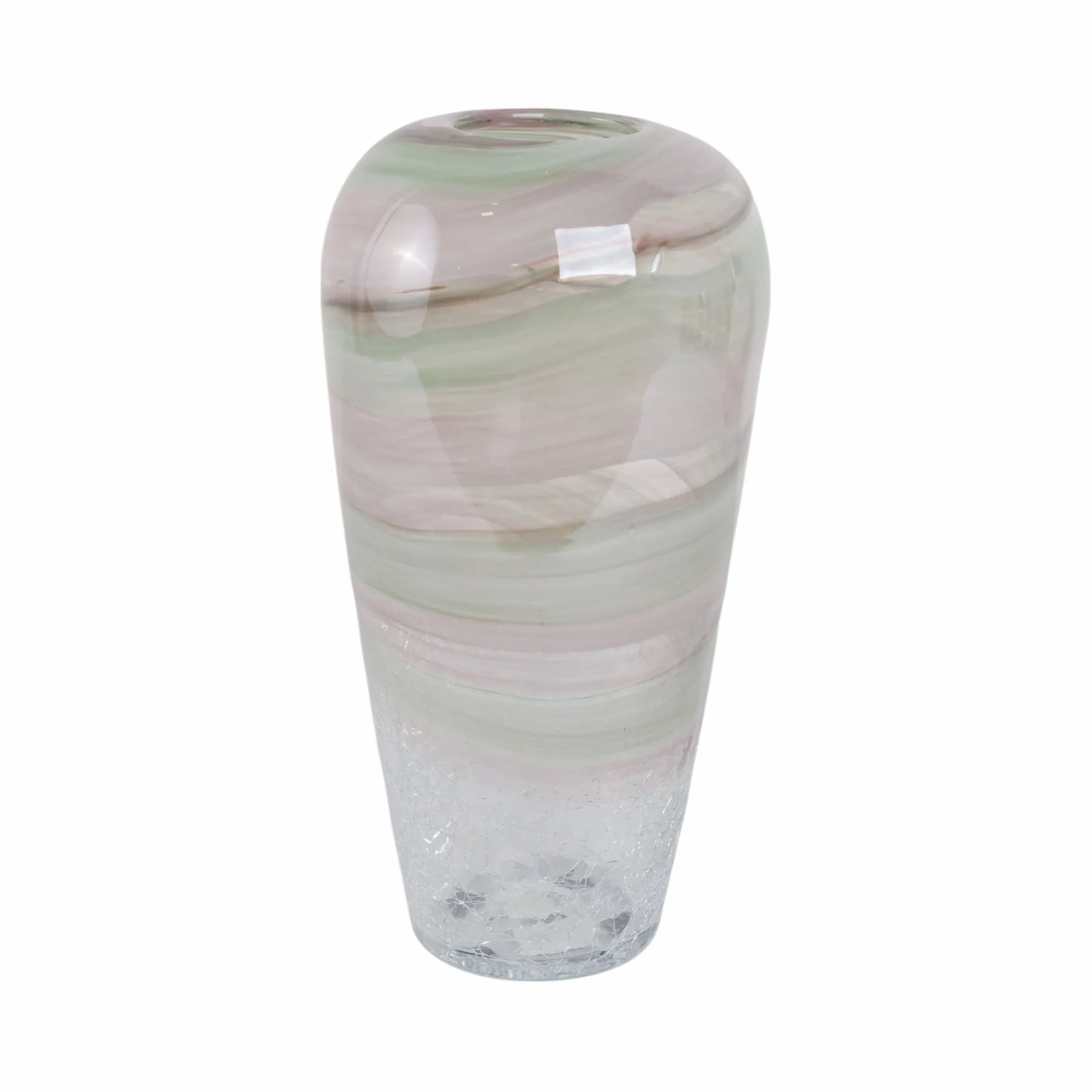 Glass, 12" Crackled Vase, Clear - Image 4