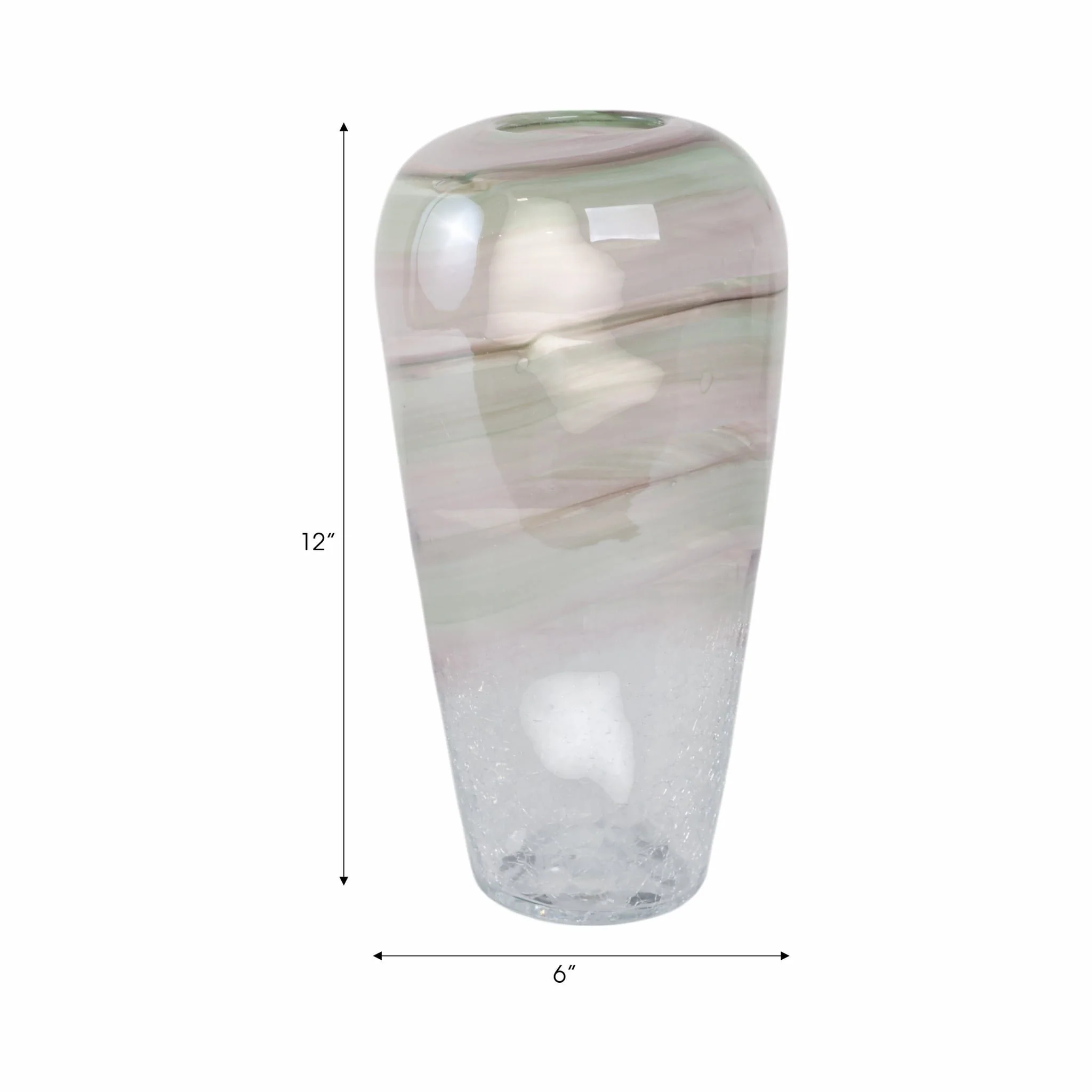 Glass, 12" Crackled Vase, Clear - Image 8