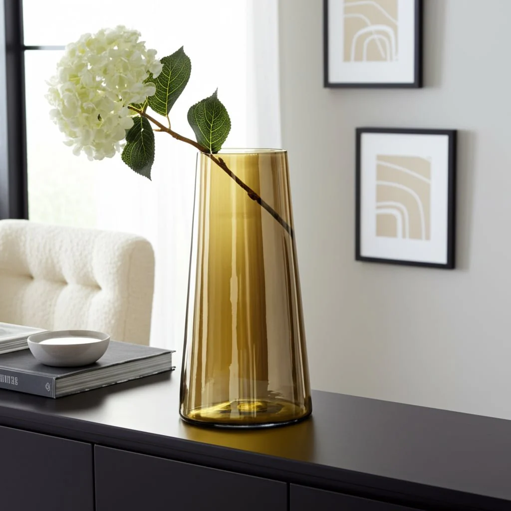Glass, 12" Luster Vase, Gold - Image 10