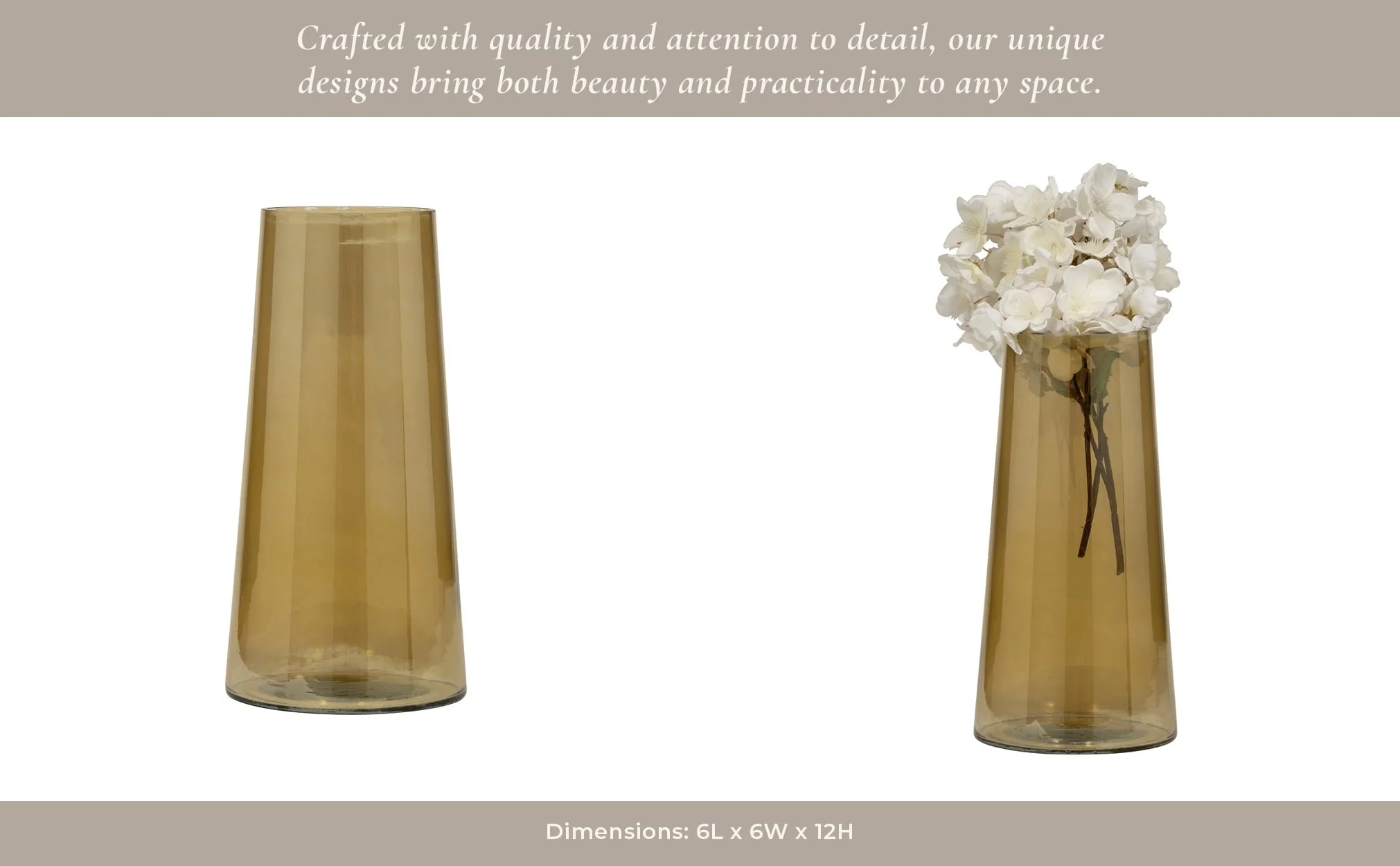 Glass, 12" Luster Vase, Gold - Image 13