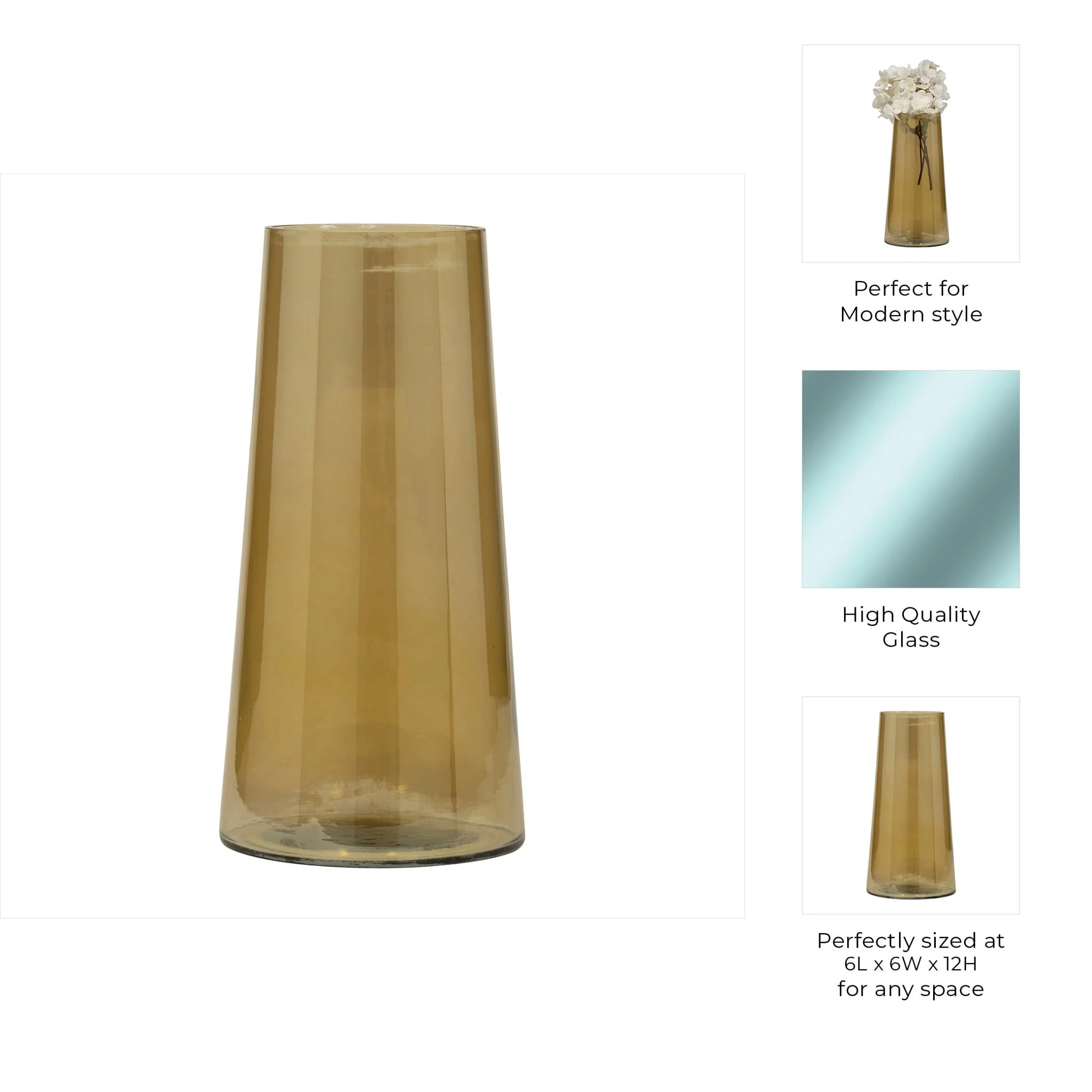 Glass, 12" Luster Vase, Gold - Image 9
