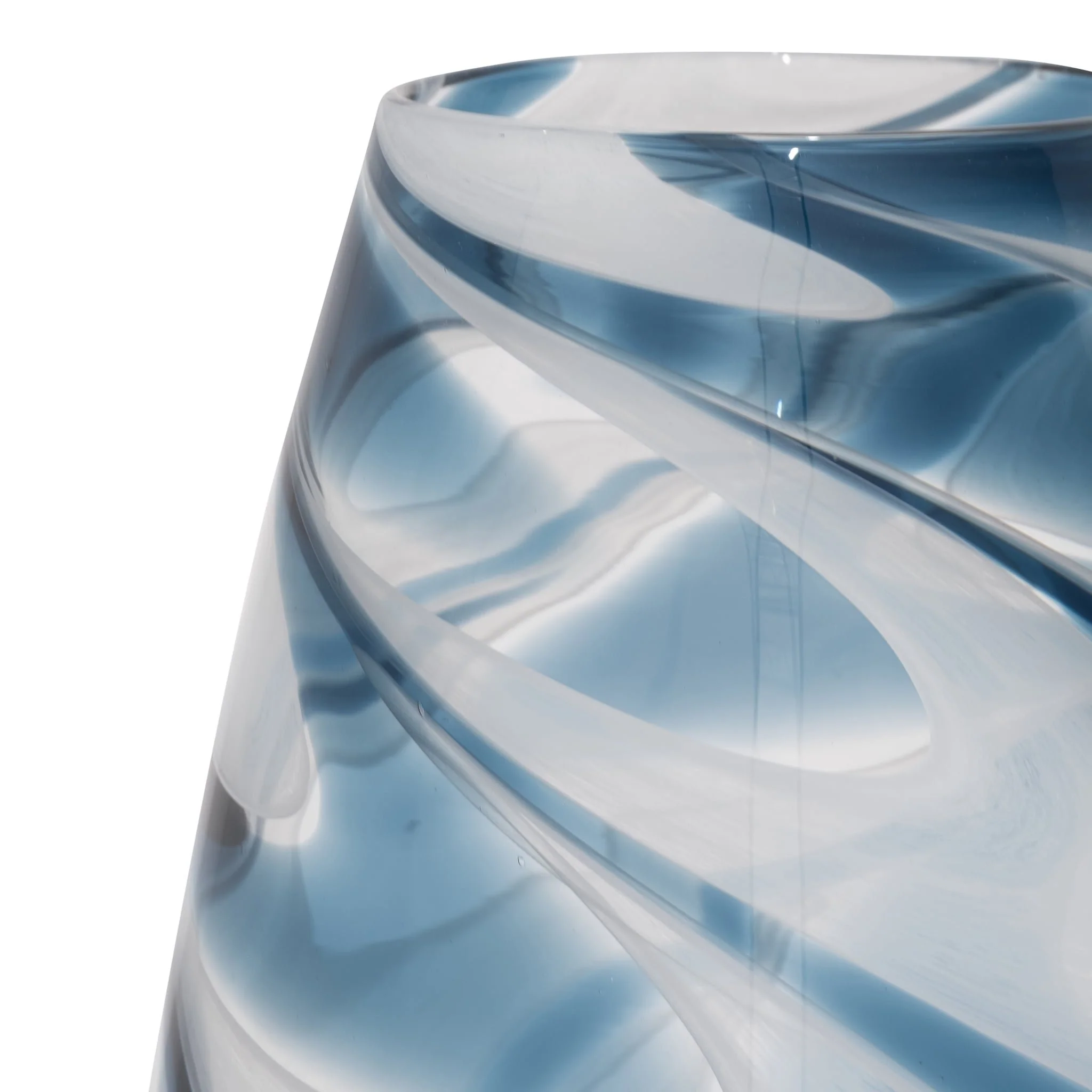 Glass, 12" Swirl Vase, Blue - Image 3