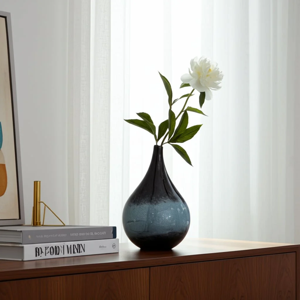 Glass, 12" Vase Blue Ombre - Image 9