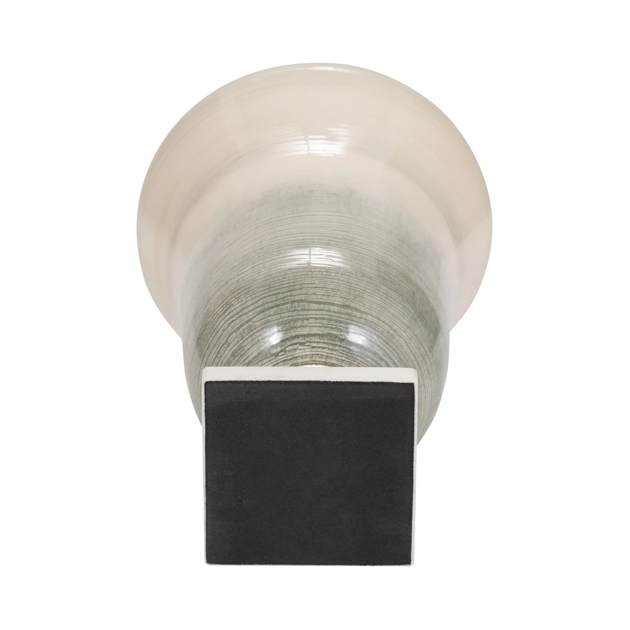 Glass, 12" Vase On Marble Base, Sage/ivory Kd - Image 7