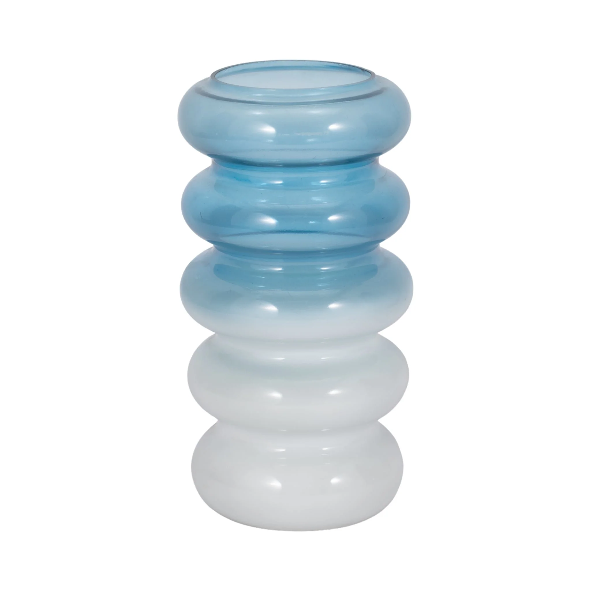Glass, 12"h Accordion Vase, Blue