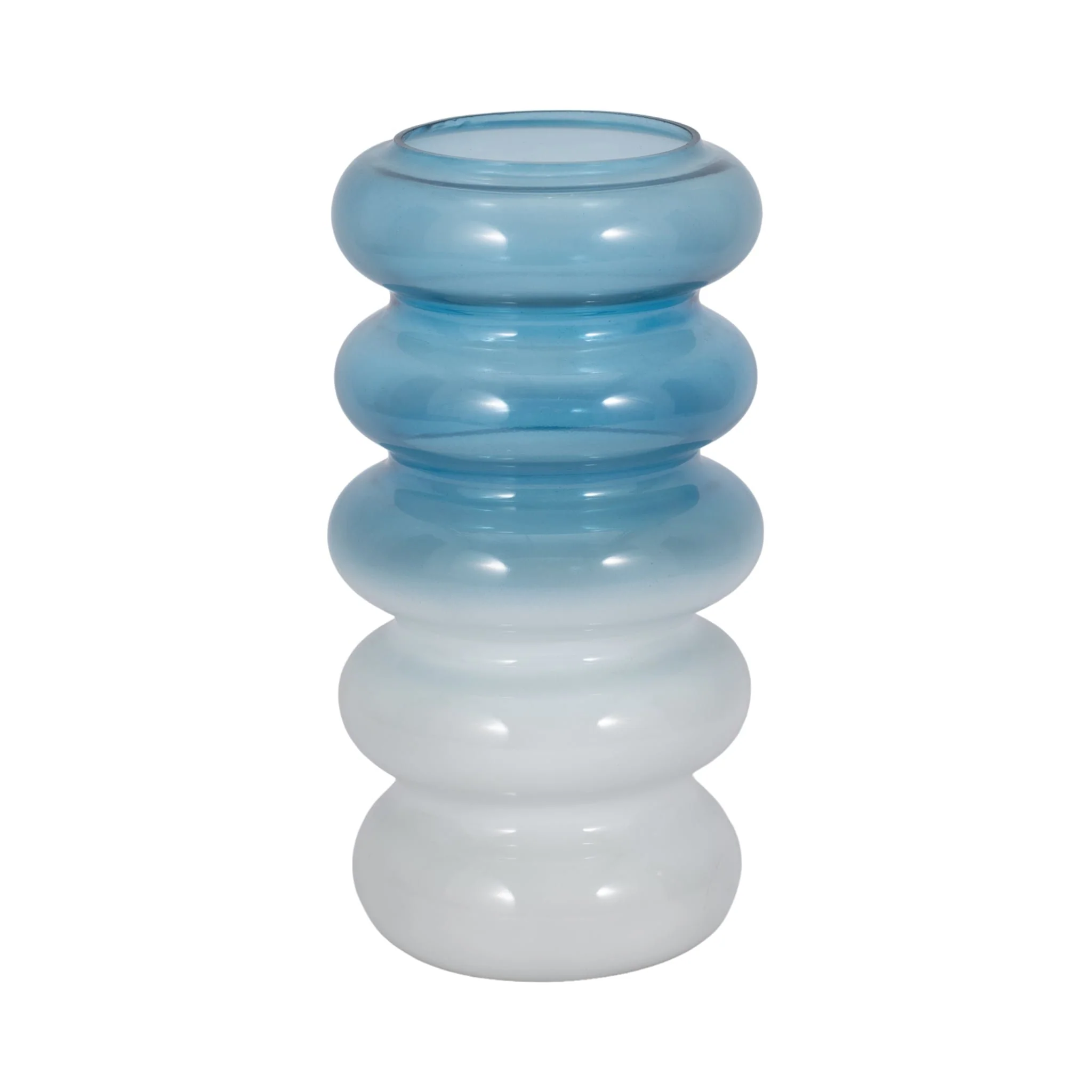 Glass, 12"h Accordion Vase, Blue - Image 3