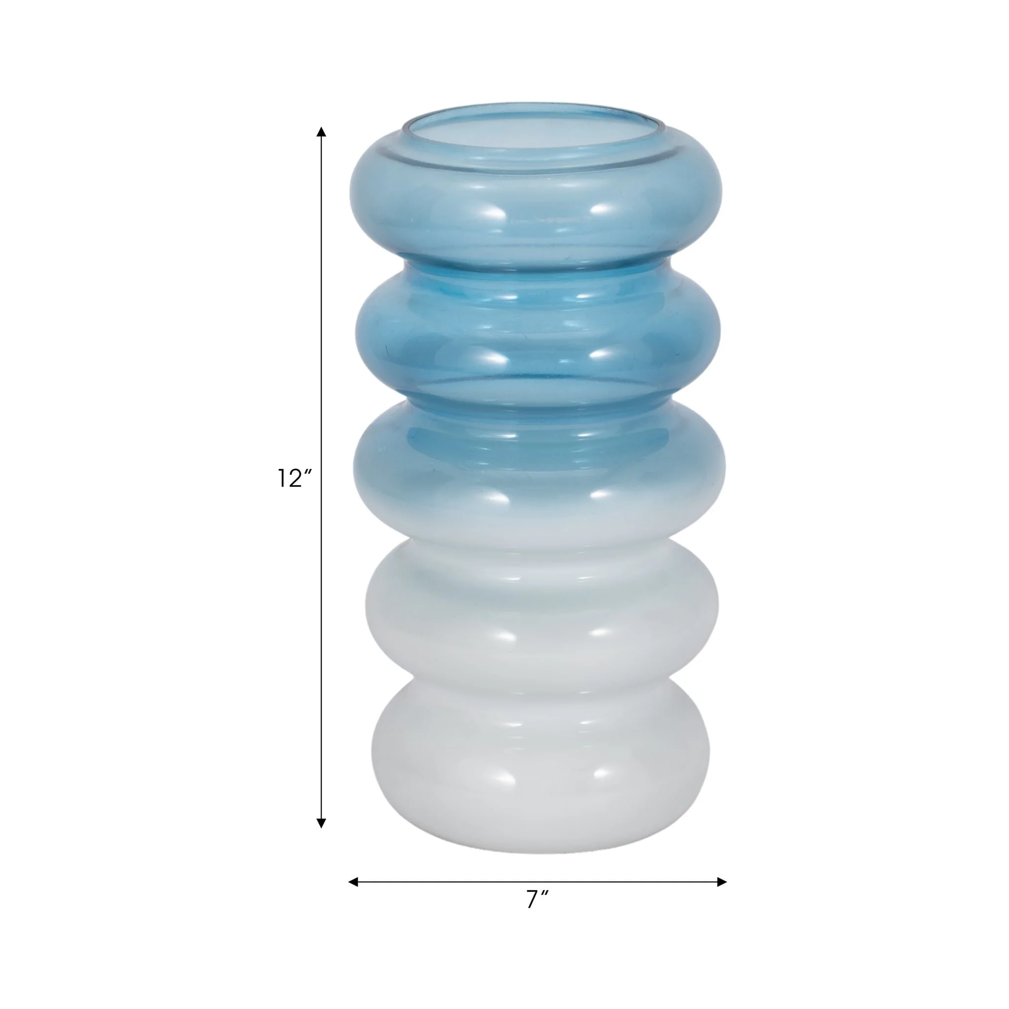 Glass, 12"h Accordion Vase, Blue - Image 7