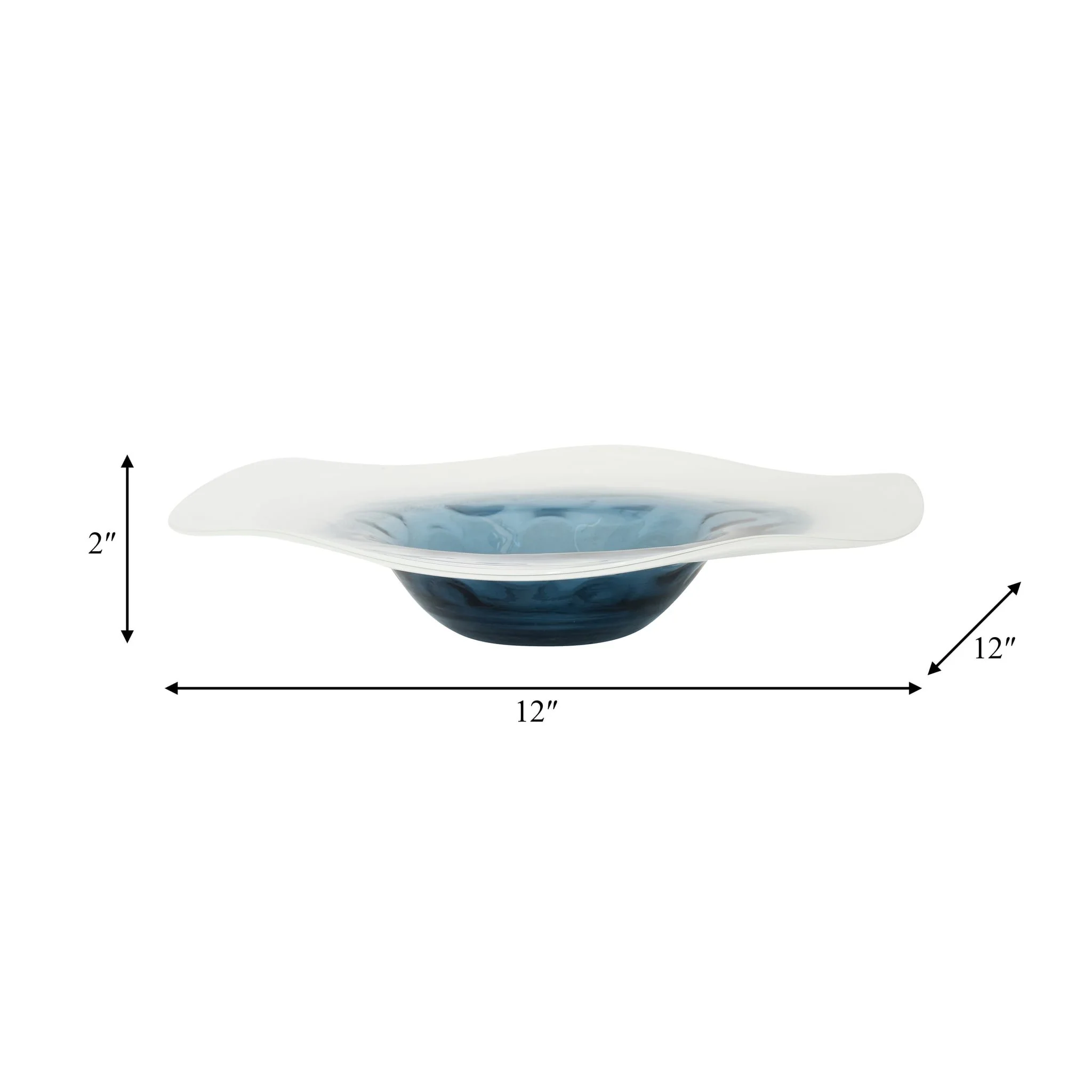 Glass, 12l" Blue Waters Bowl, Blue/white - Image 8
