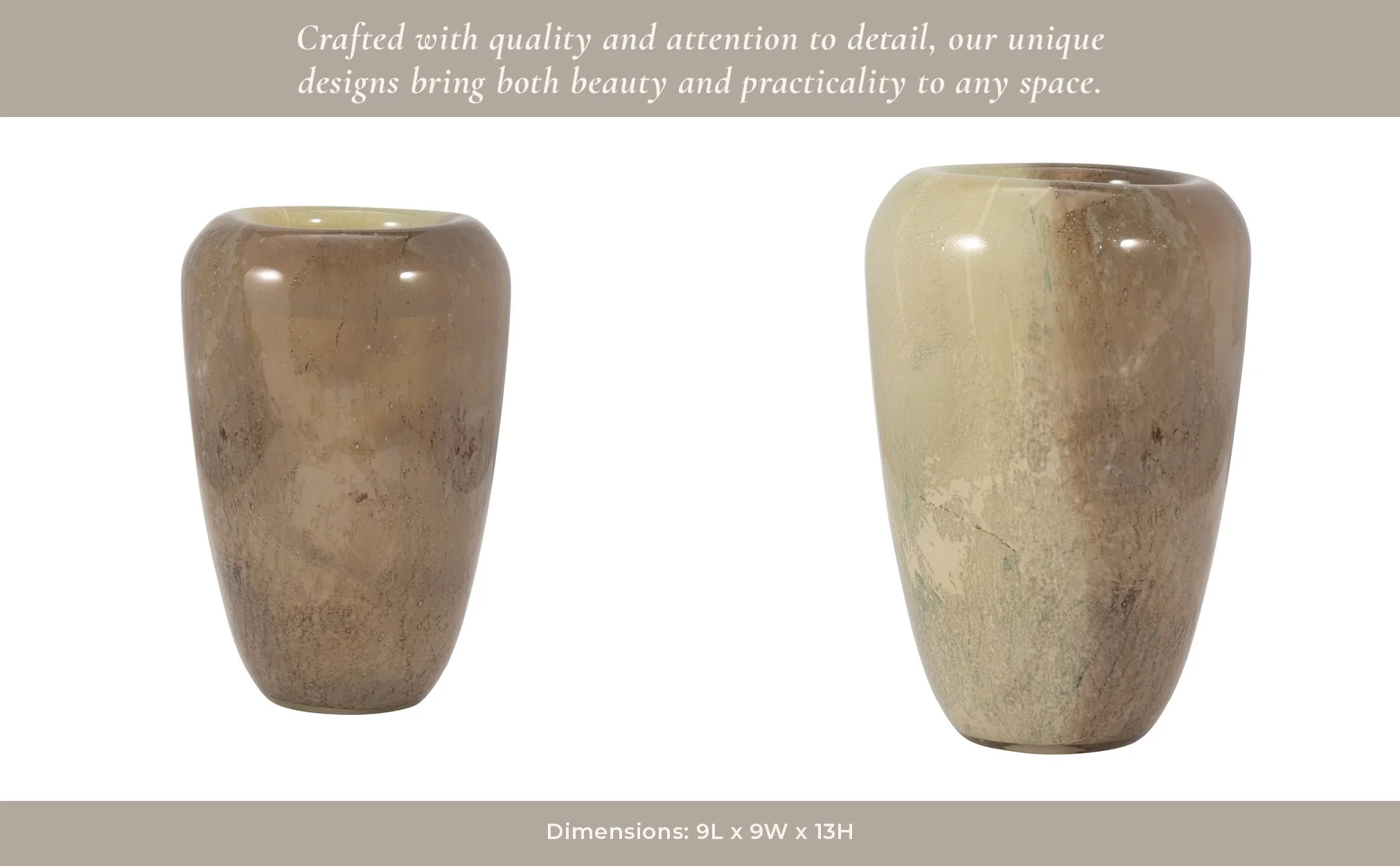 Glass, 13" 2-tone Vase, Nude - Image 12