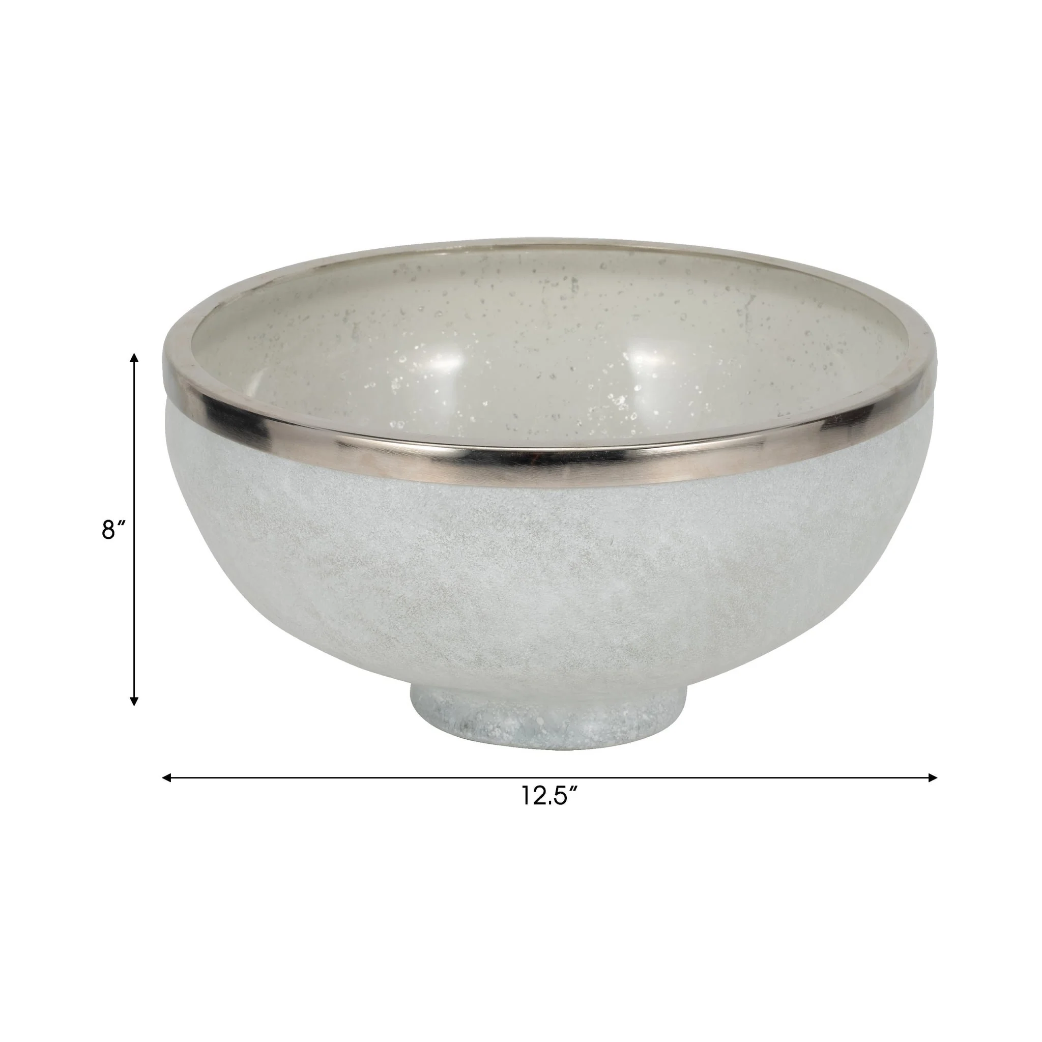 Glass,13",bowl W/ring Deco,white - Image 8