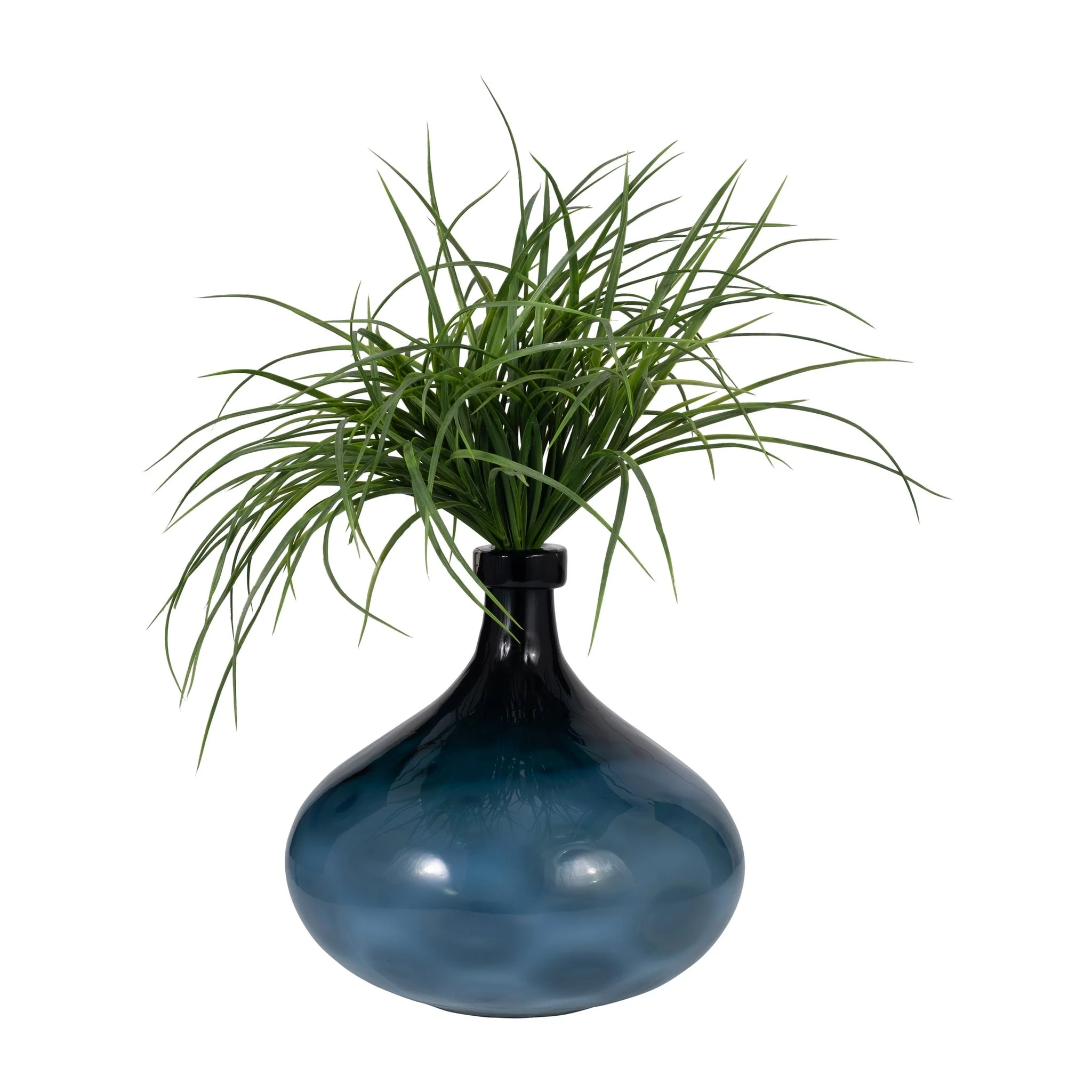 Glass, 13" Dimple Vase Blue - Image 2