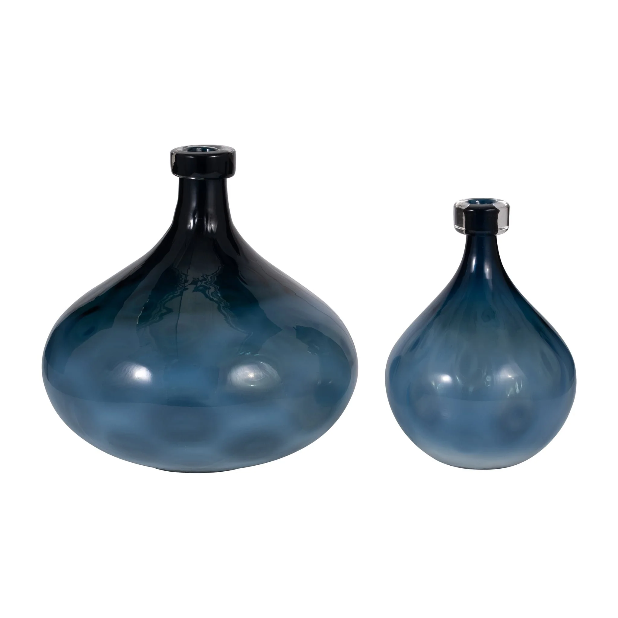 Glass, 13" Dimple Vase Blue - Image 6