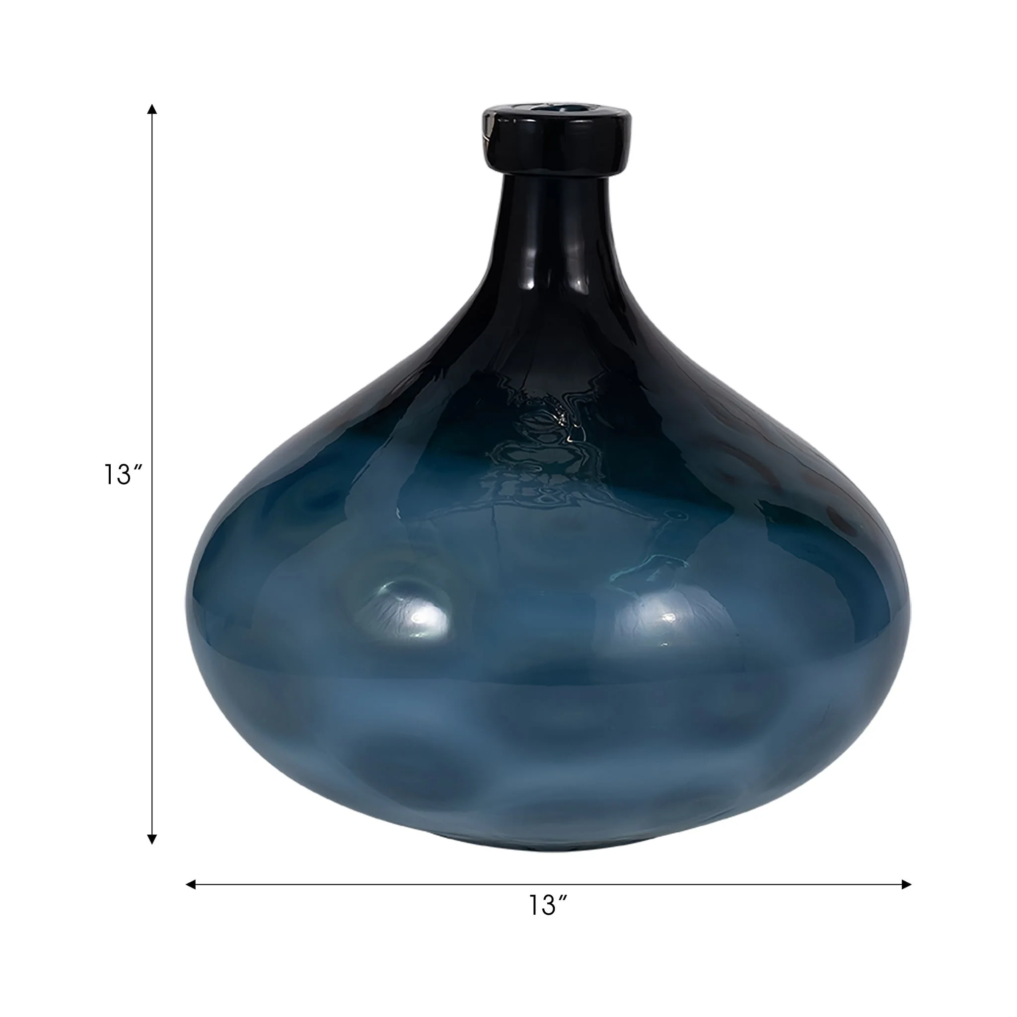 Glass, 13" Dimple Vase Blue - Image 7