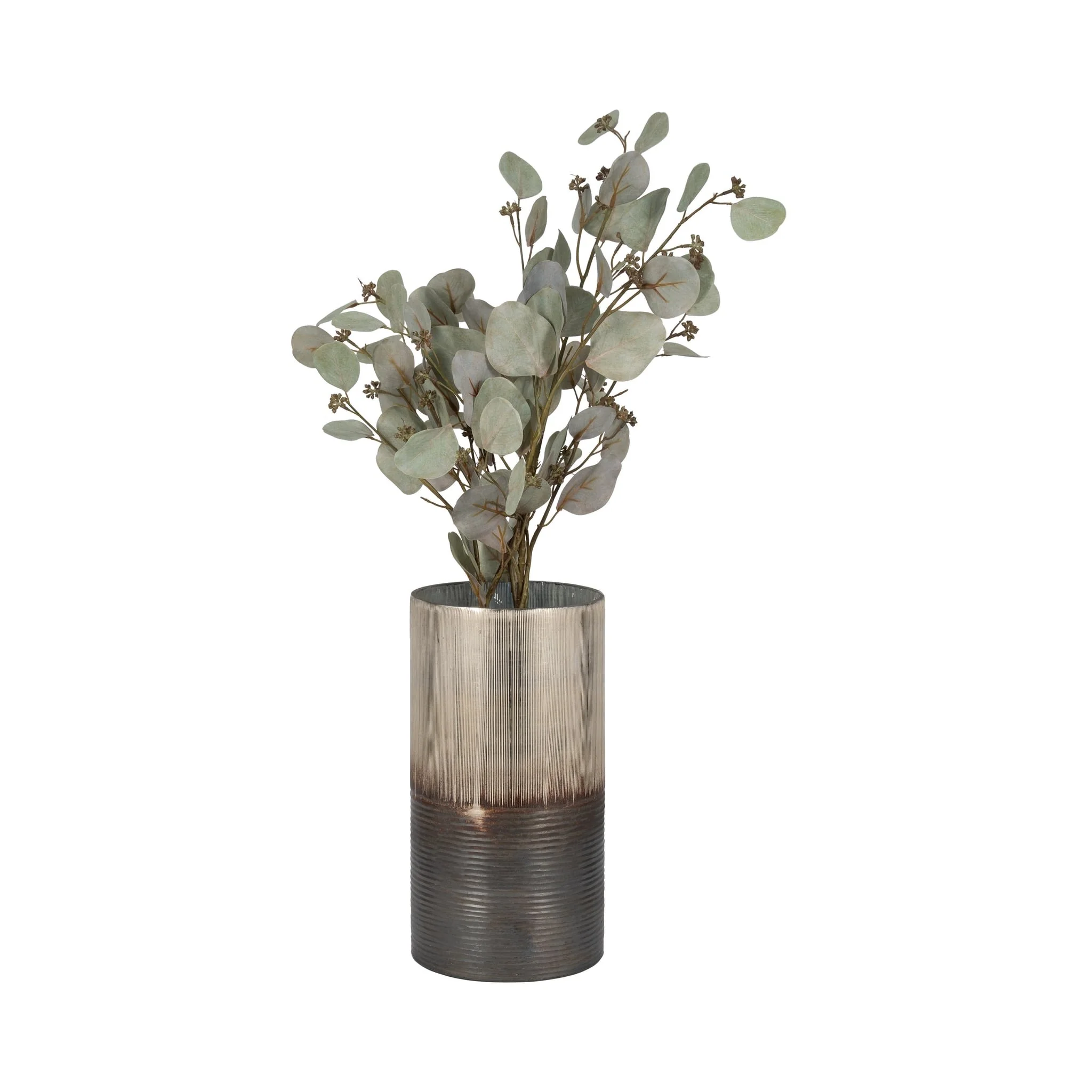 Glass, 13" Metallic 2-tone Vase, Silver - Image 2