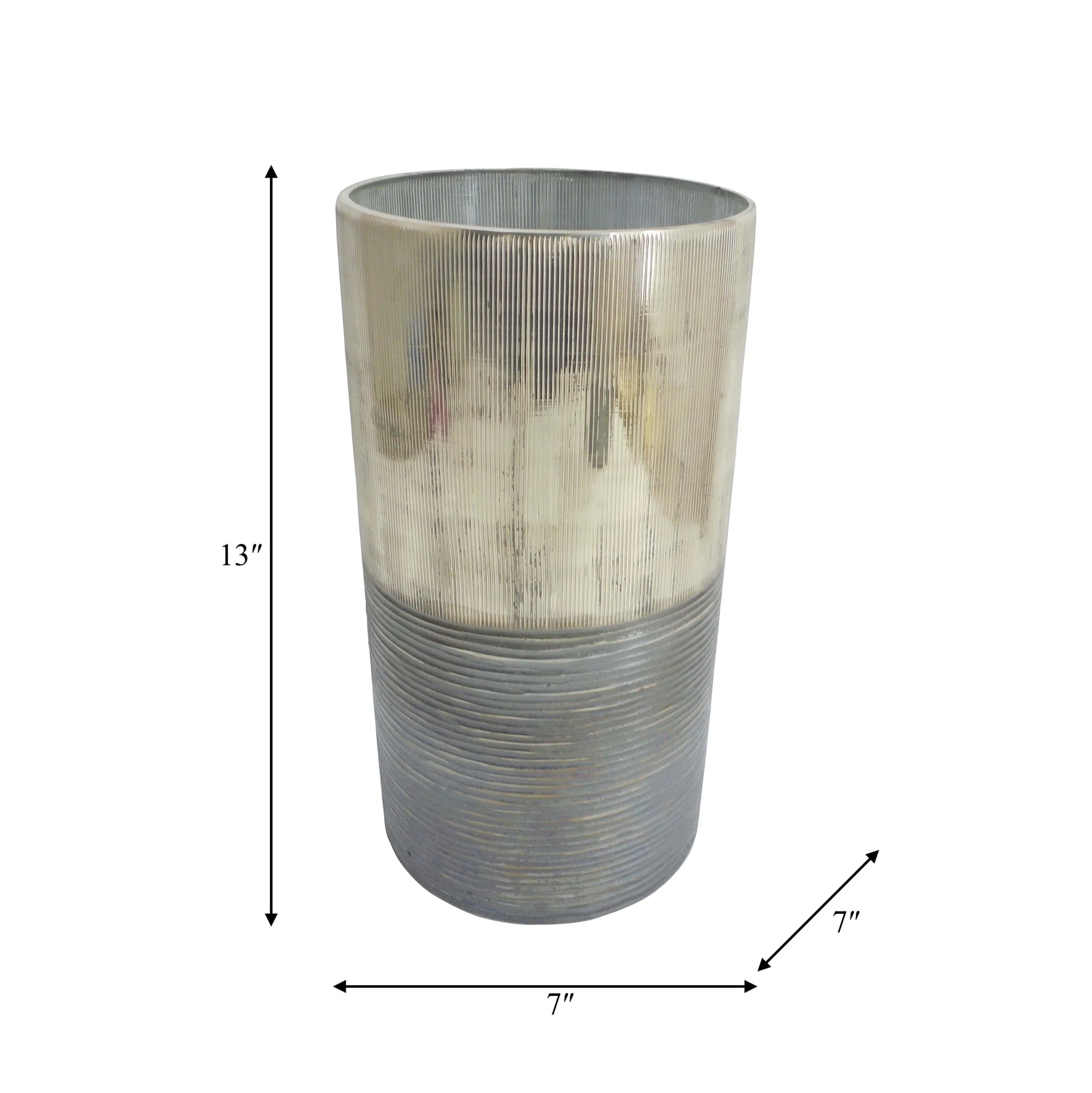 Glass, 13" Metallic 2-tone Vase, Silver - Image 8